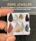 Natural Scenic Agate Gemstone Smooth Pear Shape Cabochon High Quality Loose Gemstones For Jewelry Making 13-22 MM Size 8 Pcs V3362