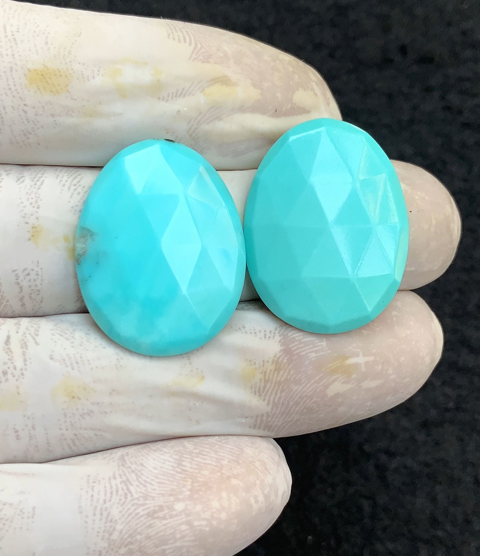Natural Arizona Turquoise Gemstone Rose Cut Oval Shape Cabochon High Quality Loose Gemstones For Jewelry Making 26x20 MM Size 2 Pcs V4591