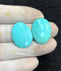 Natural Arizona Turquoise Gemstone Rose Cut Oval Shape Cabochon High Quality Loose Gemstones For Jewelry Making 26x20 MM Size 2 Pcs V4592