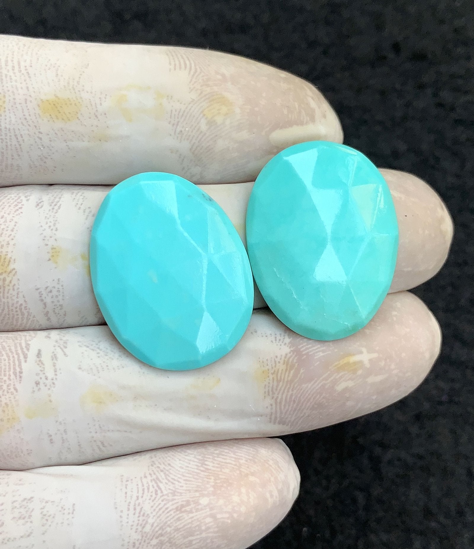 Natural Arizona Turquoise Gemstone Rose Cut Oval Shape Cabochon High Quality Loose Gemstones For Jewelry Making 26x20 MM Size 2 Pcs V4592