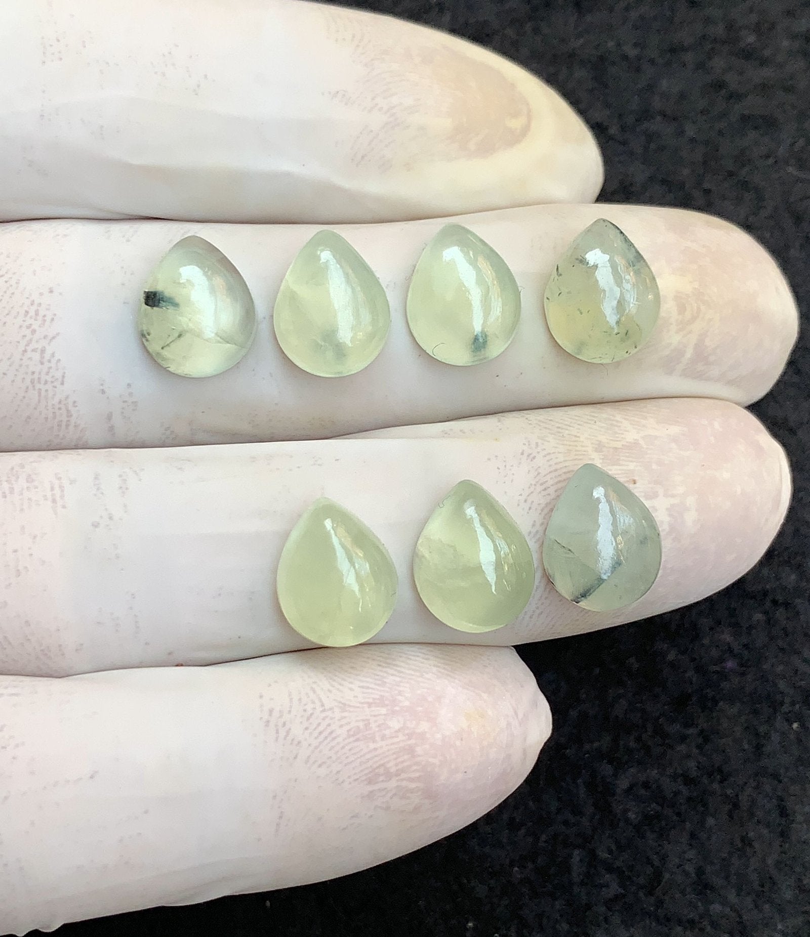 Natural Prehnite Gemstone Smooth Pear Shape Cabochon Amazing & High Quality Loose Gemstones For Jewelry Making 11x9 MM Size 7 Pcs V4597