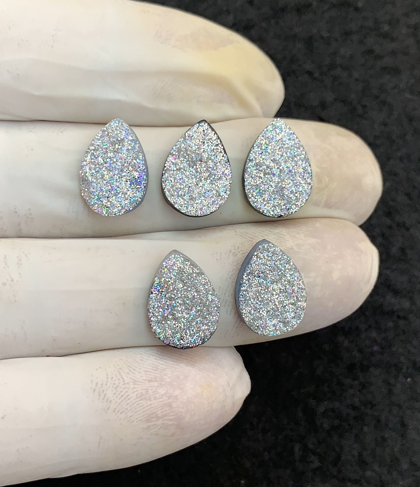Titanium Druzy Gemstone Smooth Pear Shape Cabochon High Quality Loose Gemstones For Jewelry Making 14x10 MM Size 5 Pcs V4598