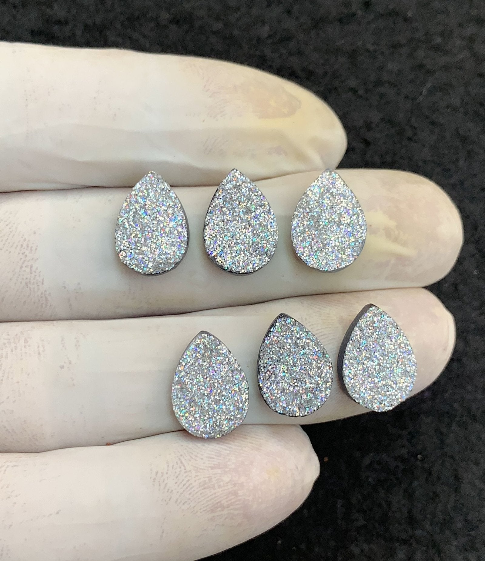 Titanium Druzy Gemstone Smooth Pear Shape Cabochon High Quality Loose Gemstones For Jewelry Making 14x10 MM Size 6 Pcs V4599