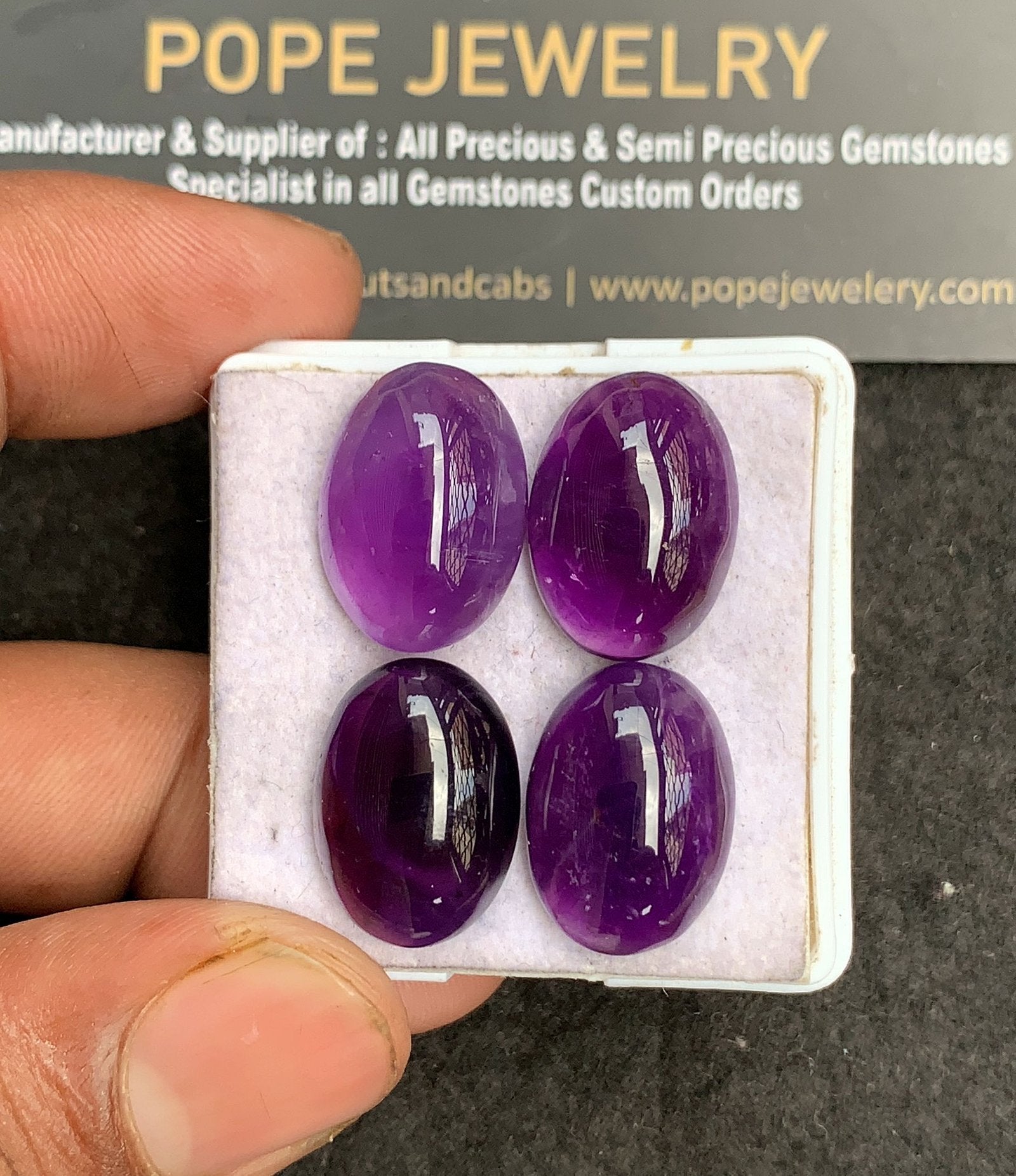Natural Amethyst Gemstone Smooth Oval Shape Cabochon High Quality Loose Gemstones For Jewelry Making 18x13 MM Size 4 Pcs V3370