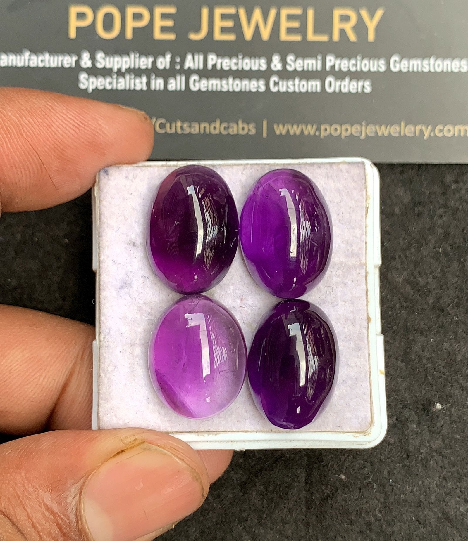 Natural Amethyst Gemstone Smooth Oval Shape Cabochon High Quality Loose Gemstones For Jewelry Making 18x14 MM Size 4 Pcs V3371