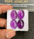 Natural Amethyst Gemstone Smooth Oval Shape Cabochon High Quality Loose Gemstones For Jewelry Making 17-18 MM Size 4 Pcs V3372