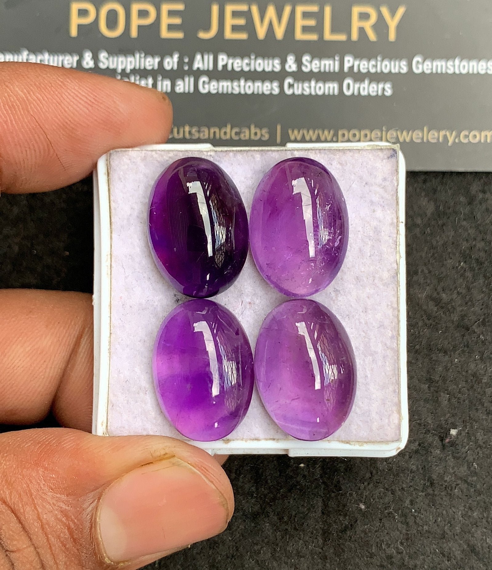 Natural Amethyst Gemstone Smooth Oval Shape Cabochon High Quality Loose Gemstones For Jewelry Making 18x13 MM Size 4 Pcs V3373