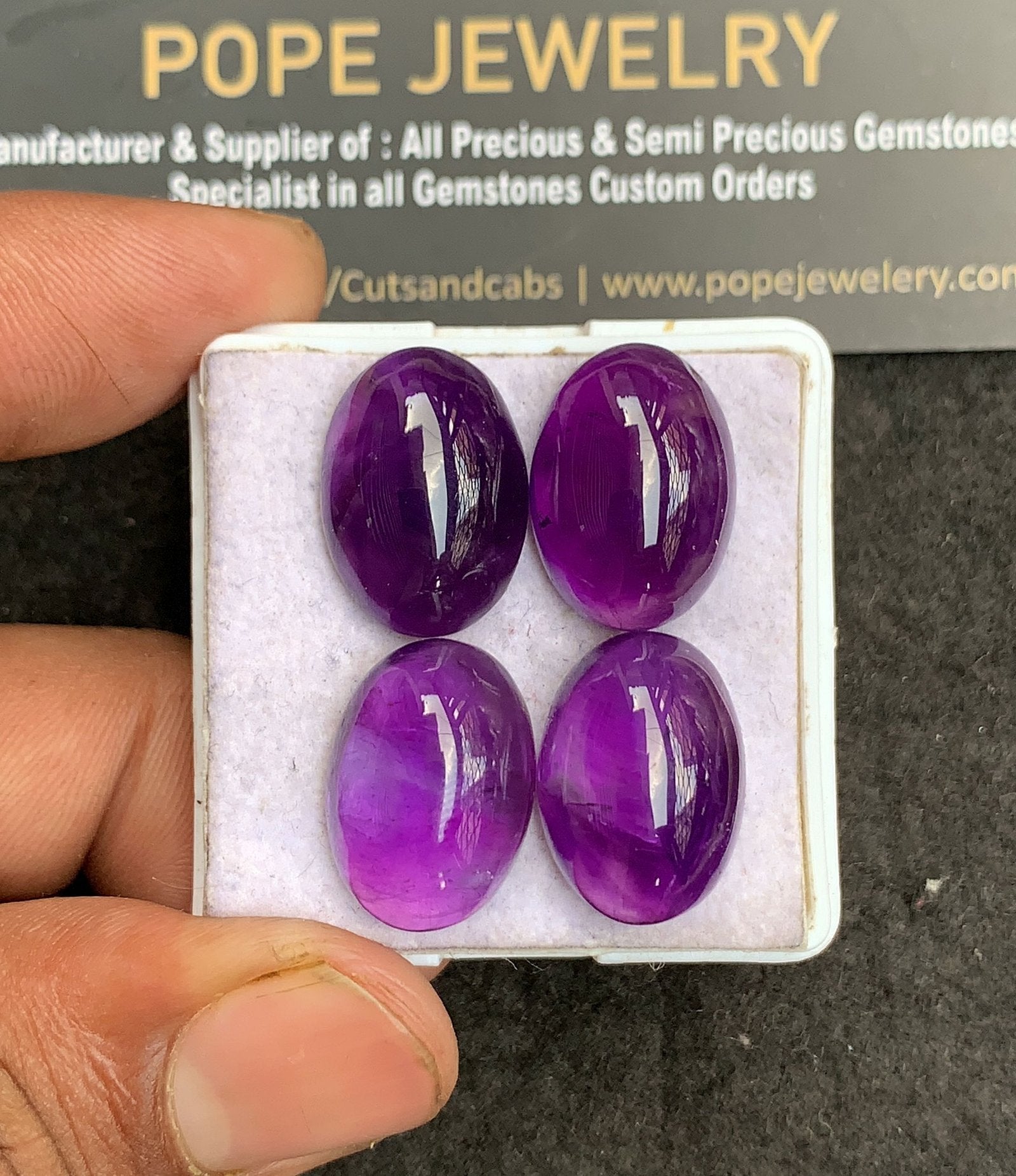 Natural Amethyst Gemstone Smooth Oval Shape Cabochon High Quality Loose Gemstones For Jewelry Making 18x13 MM Size 4 Pcs V3375