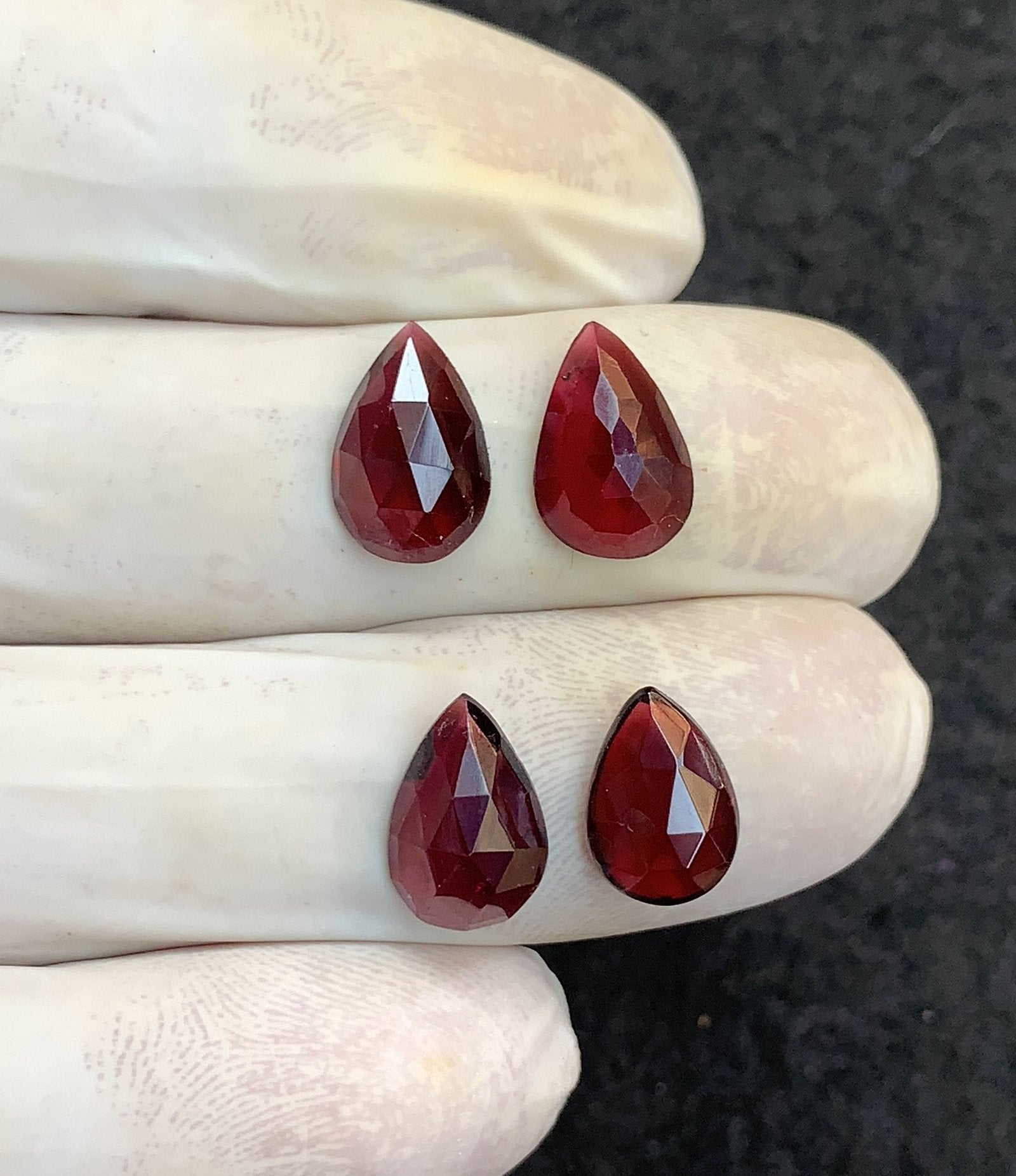 Natural Garnet Gemstone Rose Cut Pear Shape Cabochon High Quality Loose Gemstones For Jewelry Making 12x8 MM Size 4 Pcs V4605