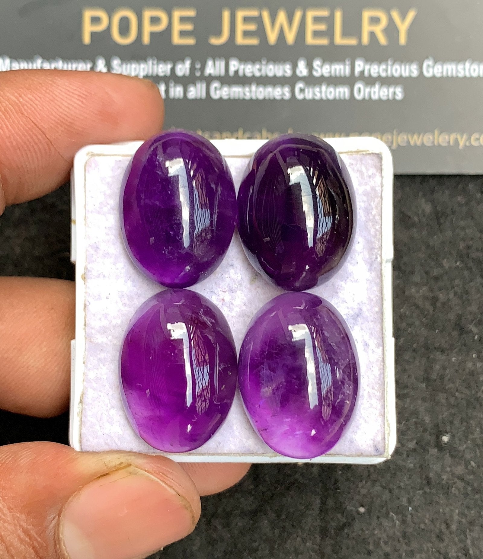Natural Amethyst Gemstone Smooth Oval Shape Cabochon High Quality Loose Gemstones For Jewelry Making 20x15 MM Size 4 Pcs V3378