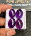 Natural Amethyst Gemstone Smooth Oval Shape Cabochon High Quality Loose Gemstones For Jewelry Making 20-18 MM Size 4 Pcs V3380