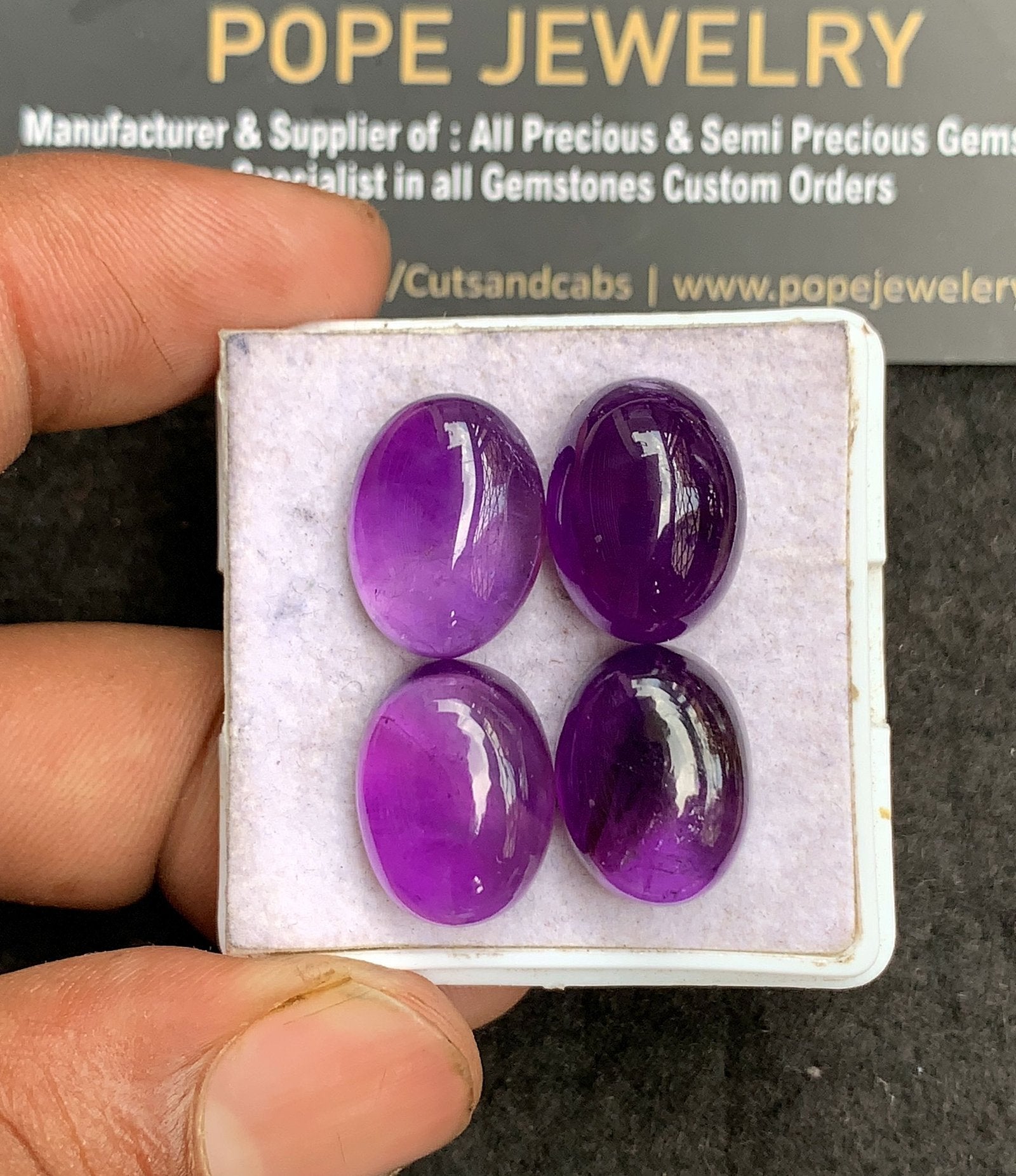 Natural Amethyst Gemstone Smooth Oval Shape Cabochon High Quality Loose Gemstones For Jewelry Making 16x12 MM Size 4 Pcs V3381