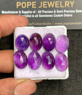 Natural Amethyst Gemstone Rose Cut Oval Shape Cabochon High Quality Loose Gemstones For Jewelry Making 13-14 MM Size 8 Pcs V3388