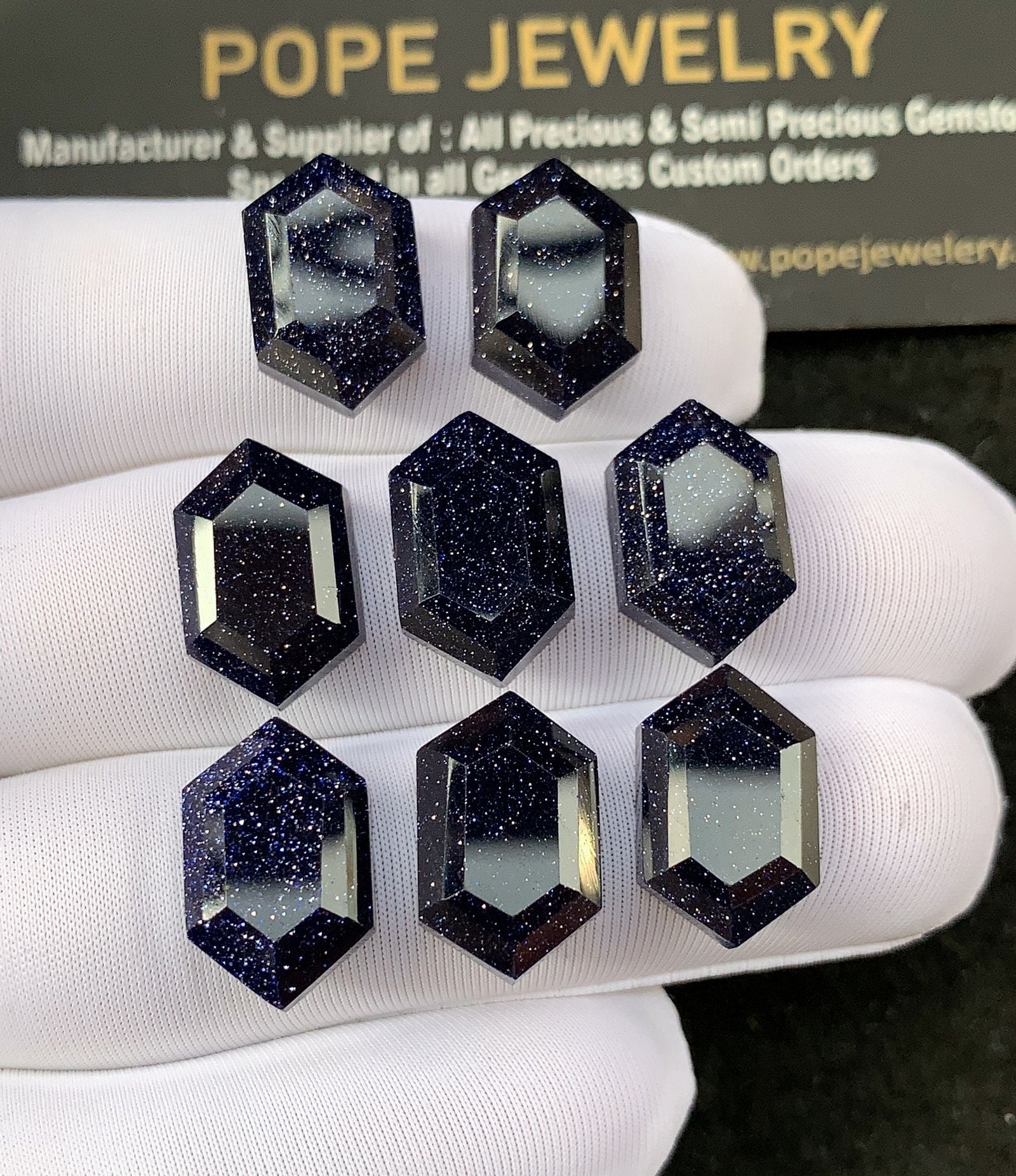 Natural Blue Sandstone & Doublet Gemstone Step Cut hexagon Shape Cabochon High Quality Loose Gemstones For Jewelry Making 10x16 MM Size 8 Pcs SM 24524