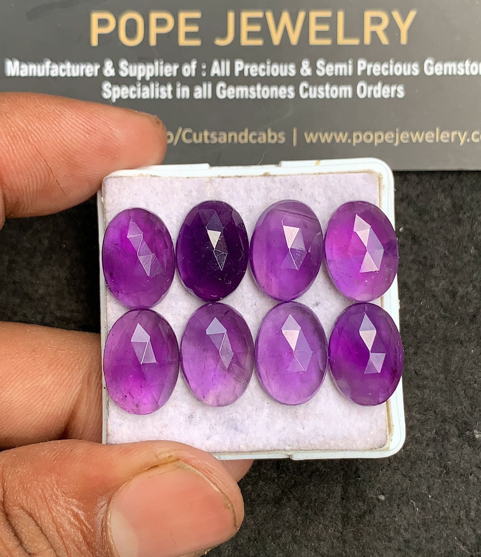 Natural Amethyst Gemstone Rose Cut Oval Shape Cabochon High Quality Loose Gemstones For Jewelry Making 14-10 MM Size 8 Pcs V3389