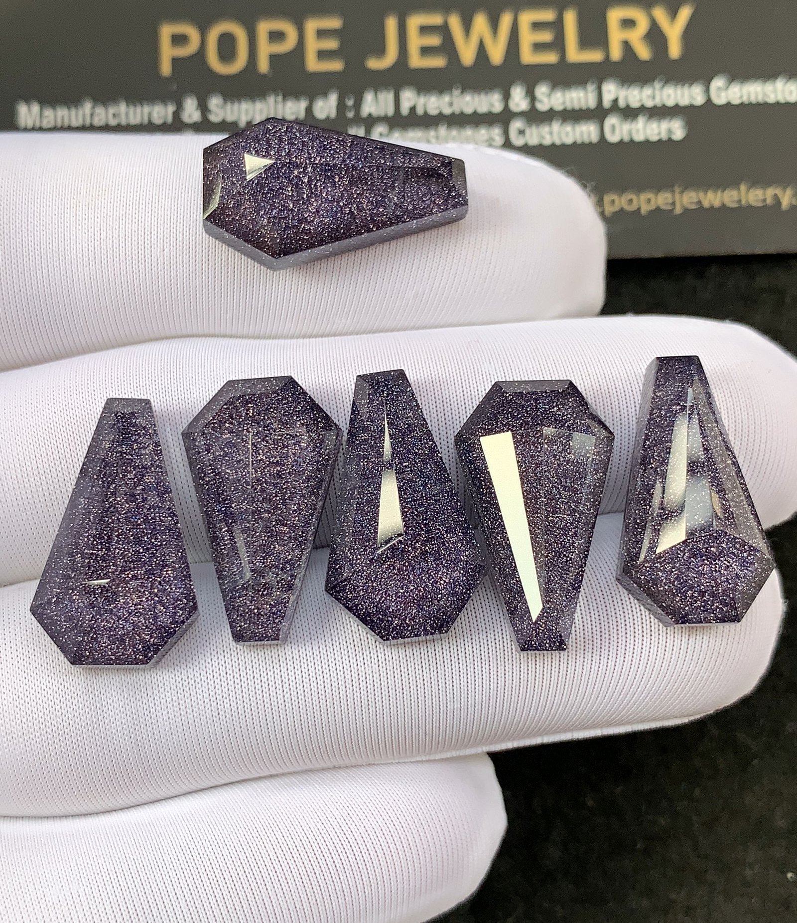 Natural Blue Sandstone & Doublet Gemstone Step Cut Coffin Shape Cabochon High Quality Loose Gemstones For Jewelry Making 12x20 MM Size 6 Pcs SM 24525