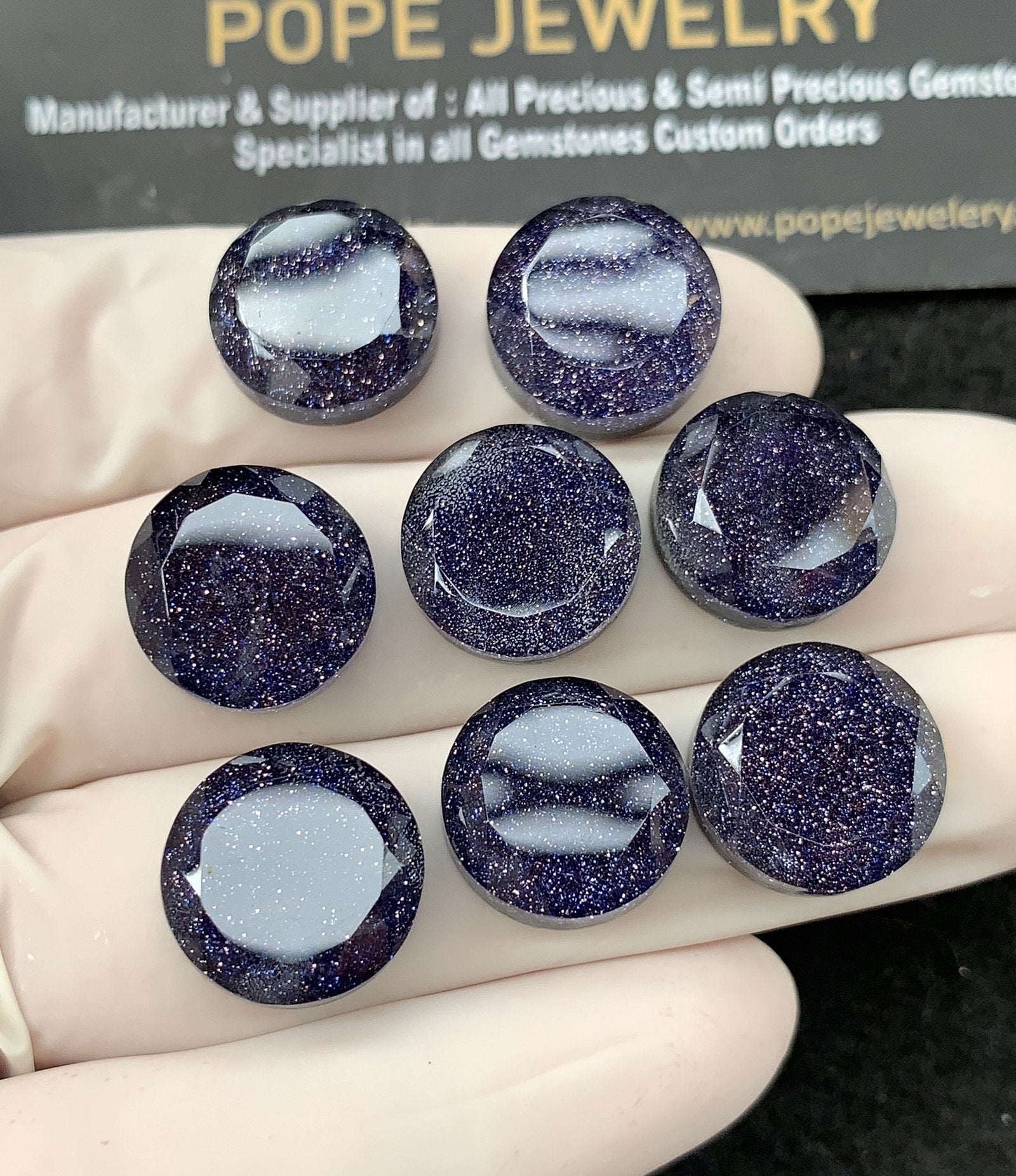 Natural Blue Sandstone & Doublet Gemstone Step Cut Round Shape Cabochon High Quality Loose Gemstones For Jewelry Making 14 MM Size 8 Pcs SM 24526