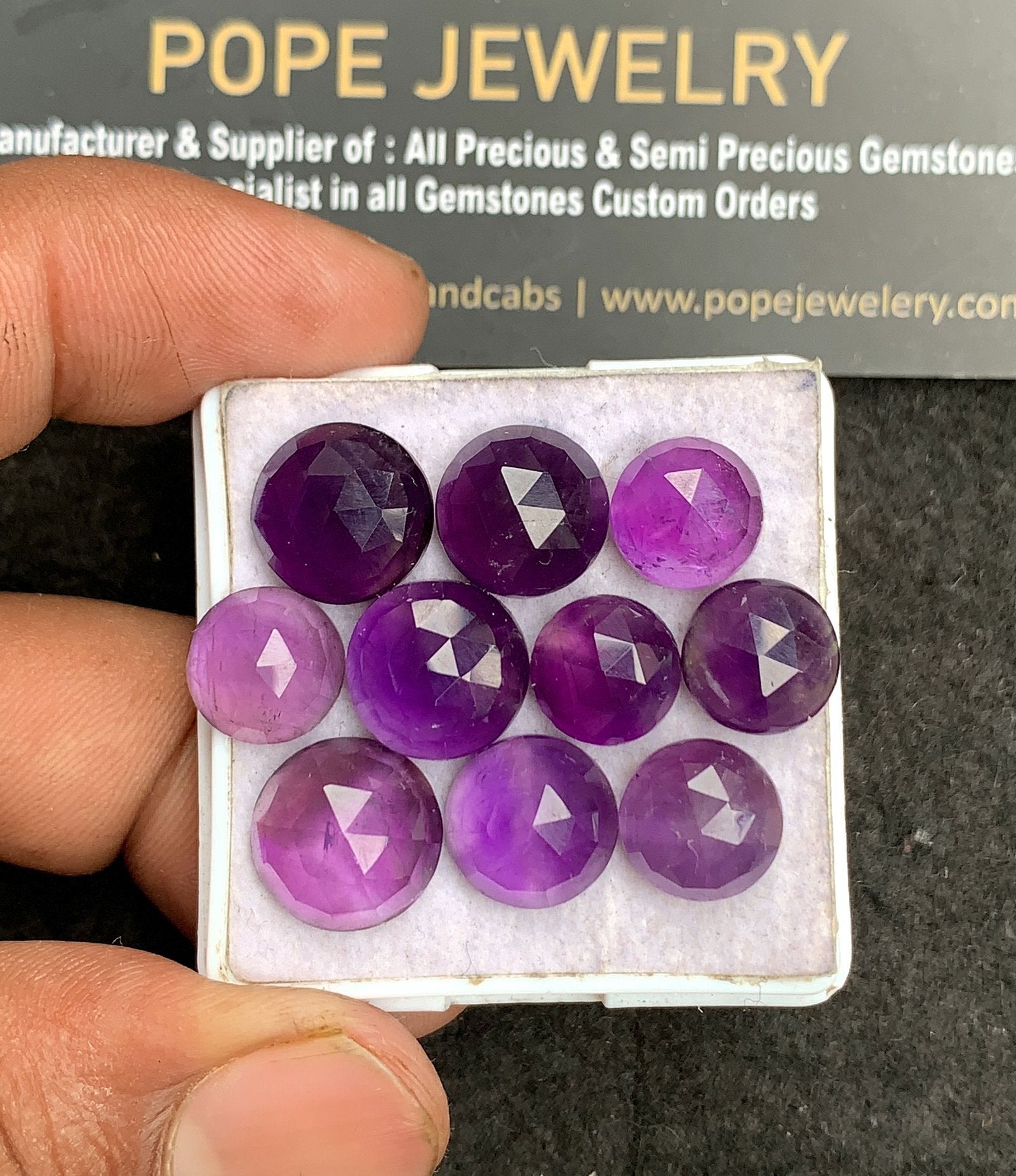 Natural Amethyst Gemstone Rose Cut Round Shape Cabochon High Quality Loose Gemstones For Jewelry Making 9-12 MM Size 10 Pcs V3393