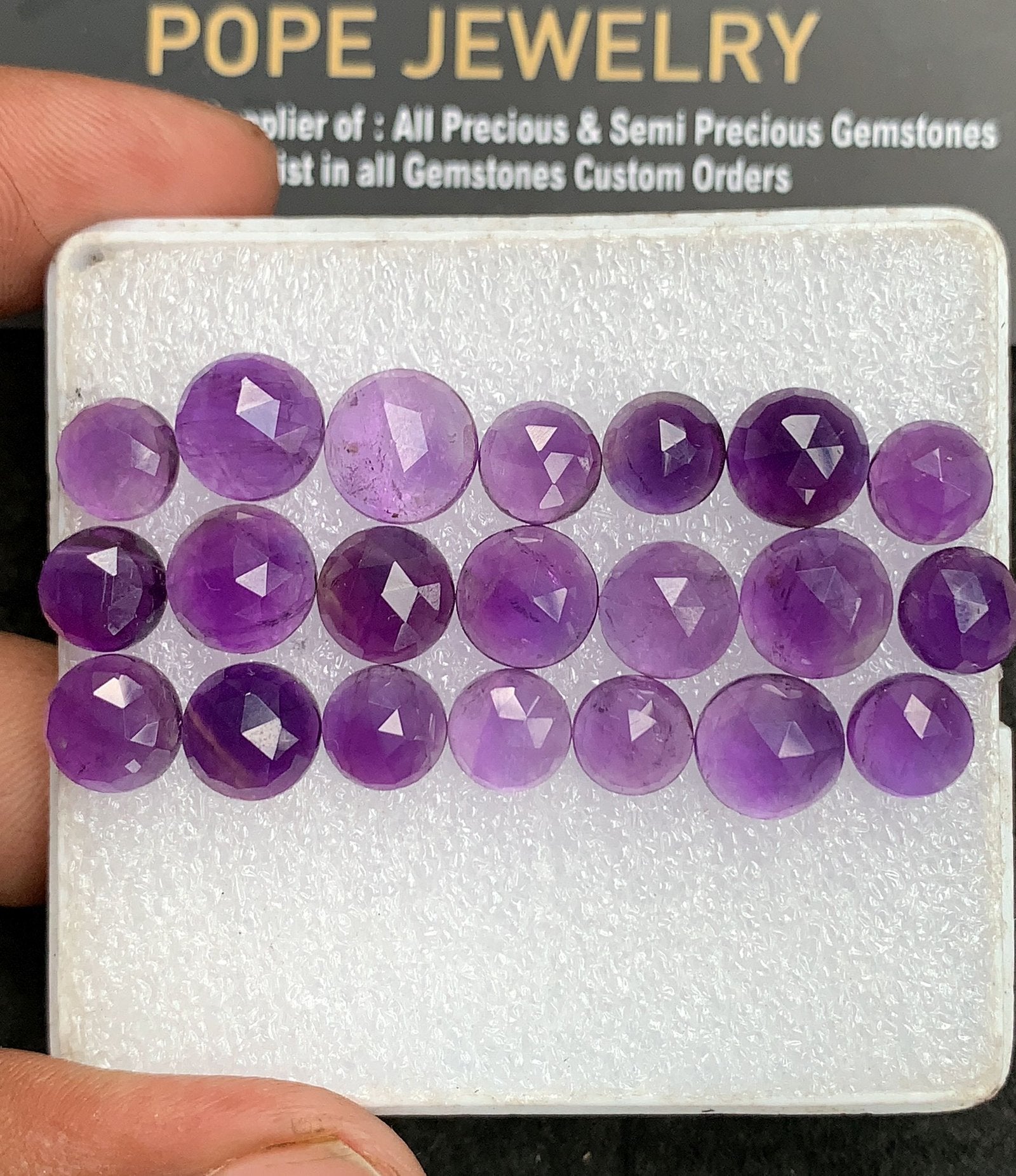 Natural Amethyst Gemstone Rose Cut Round Shape Cabochon High Quality Loose Gemstones For Jewelry Making 8-10 MM Size 21 Pcs V3394
