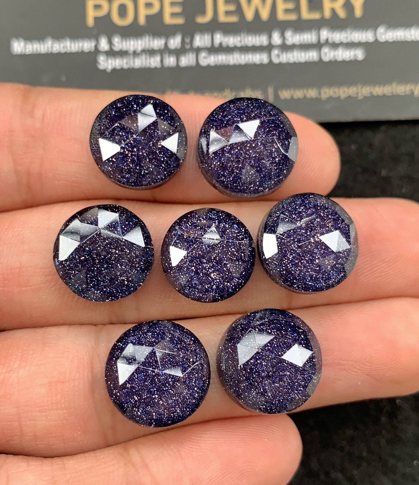 Natural Blue Sandstone & Doublet Gemstone Rose Cut Round Shape Cabochon High Quality Loose Gemstones For Jewelry Making 14 MM Size 7 Pcs SM 24531