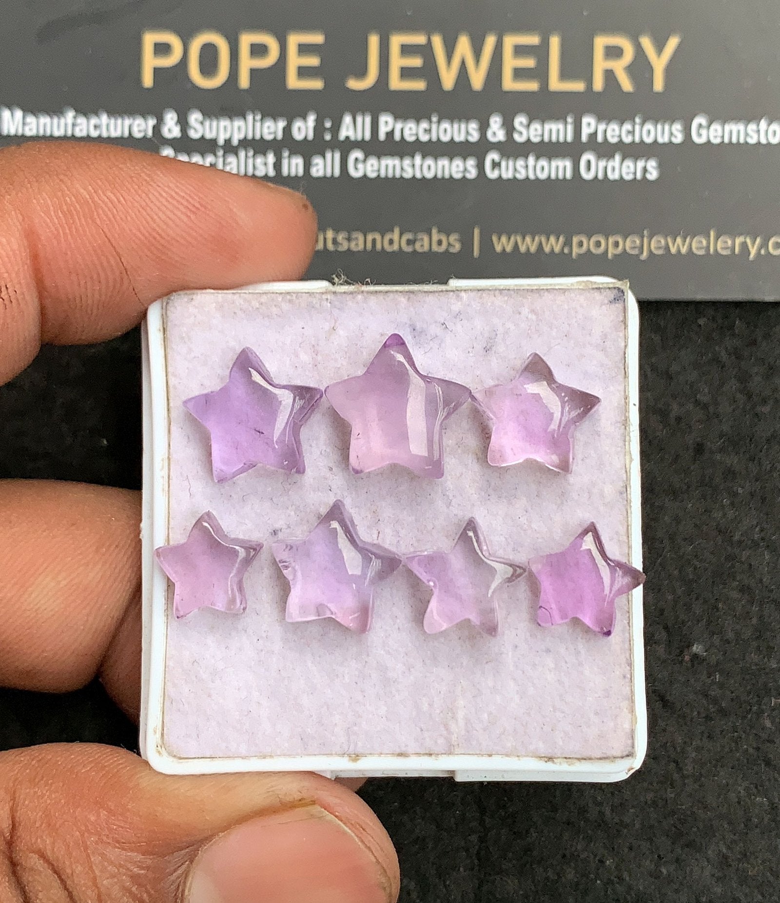 Natural Amethyst Gemstone Smooth Star Shape Cabochon High Quality Loose Gemstones For Jewelry Making 8-9 MM Size 7 Pcs V3396