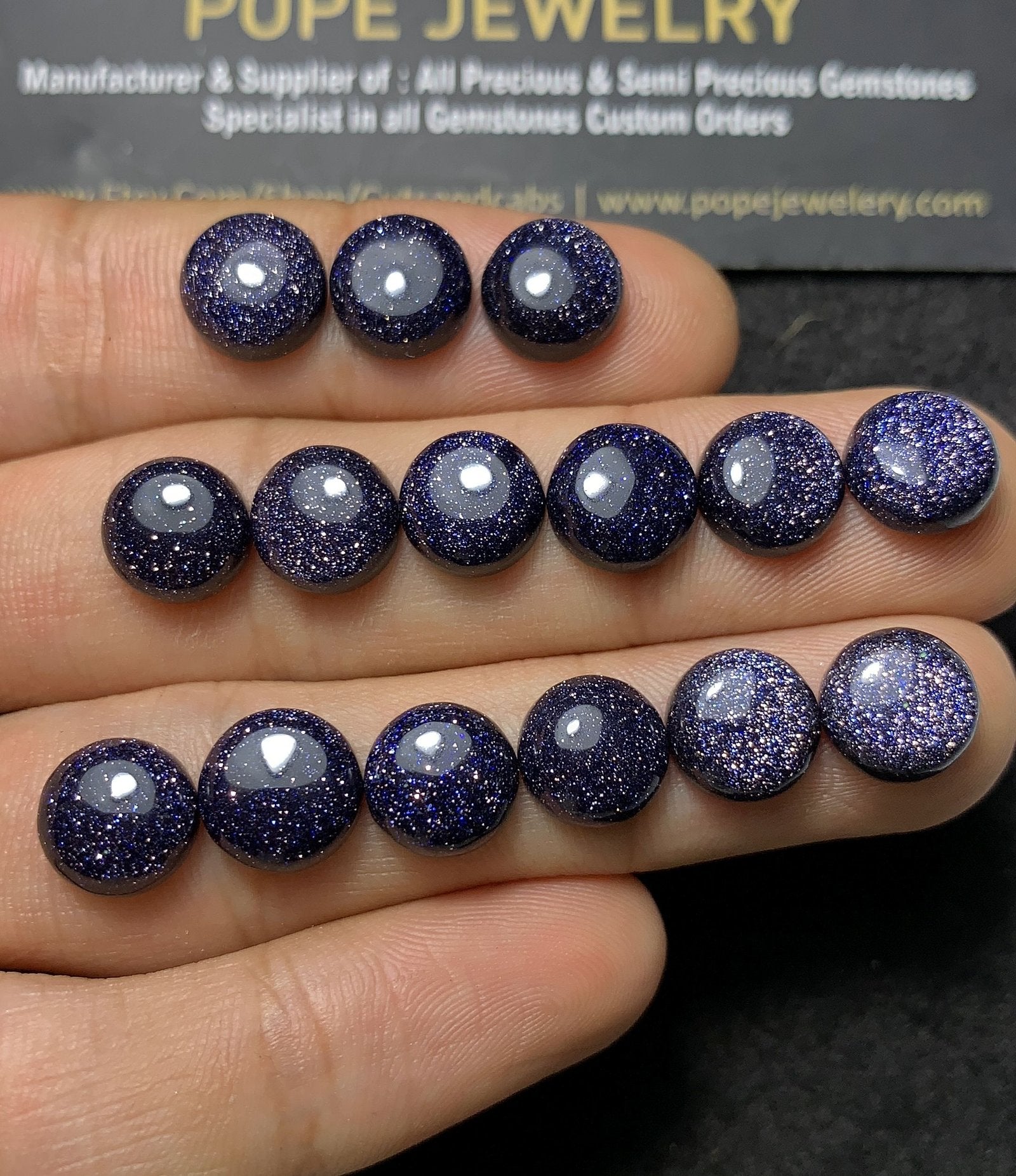 Natural Blue Sandstone Gemstone Smooth Round Shape Cabochon High Quality Loose Gemstones For Jewelry Making 9 MM Size 15 Pcs SM 24548