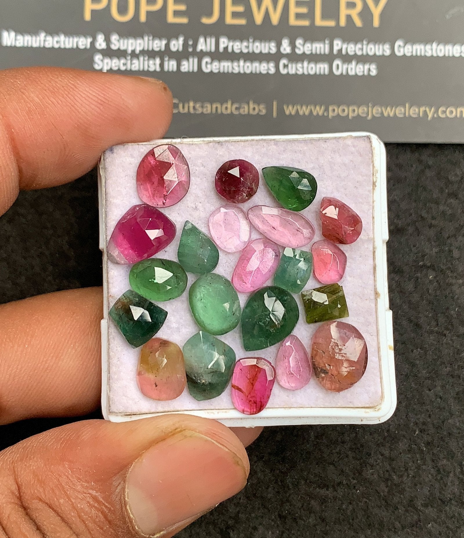 Natural Tourmaline Gemstone Rose Cut Mix Shape Cabochon High Quality Loose Gemstones For Jewelry Making 6-10 MM Size 21 Pcs V3397