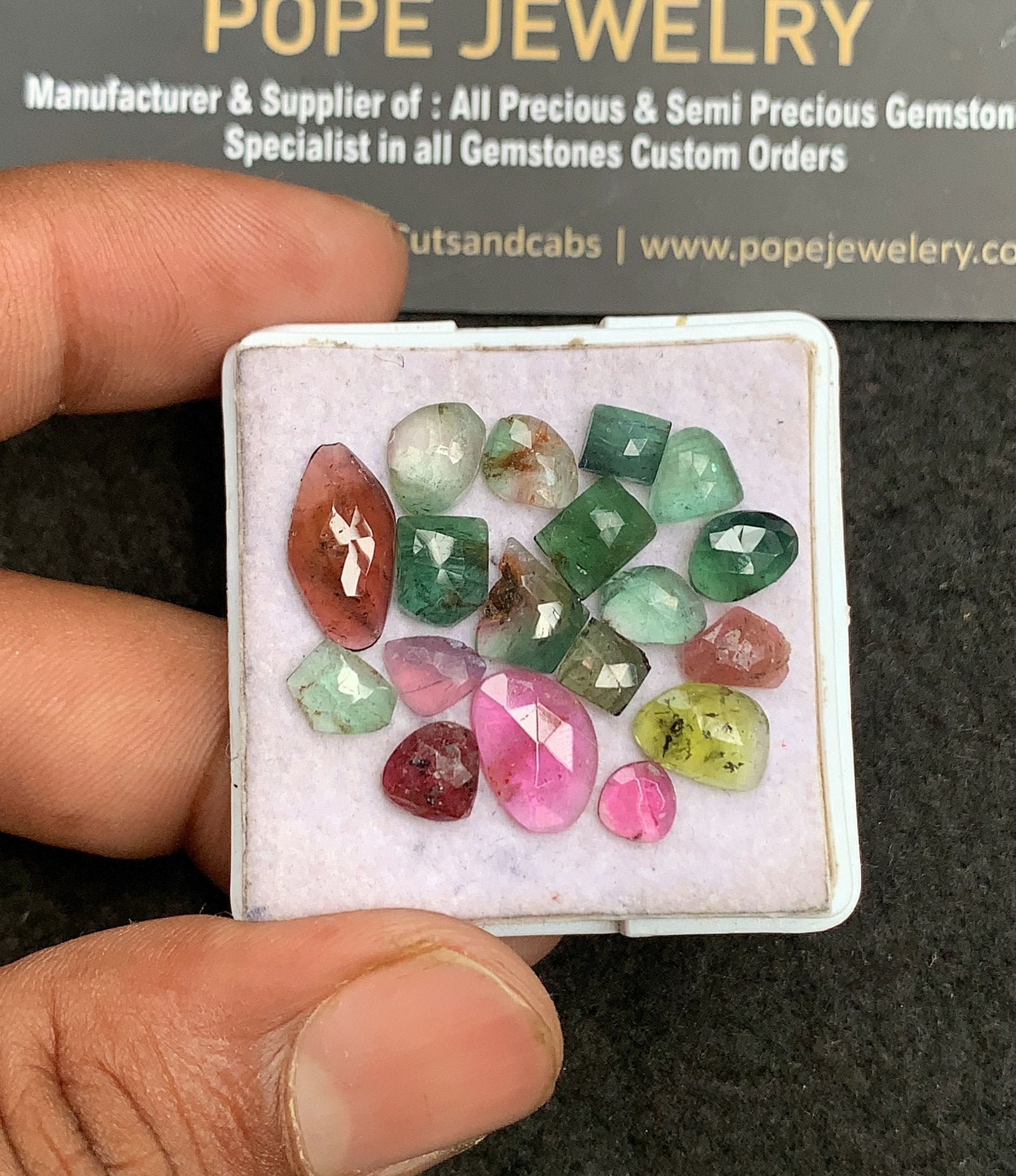 Natural Tourmaline Gemstone Rose Cut Mix Shape Cabochon High Quality Loose Gemstones For Jewelry Making 5-14 MM Size 18 Pcs V3398