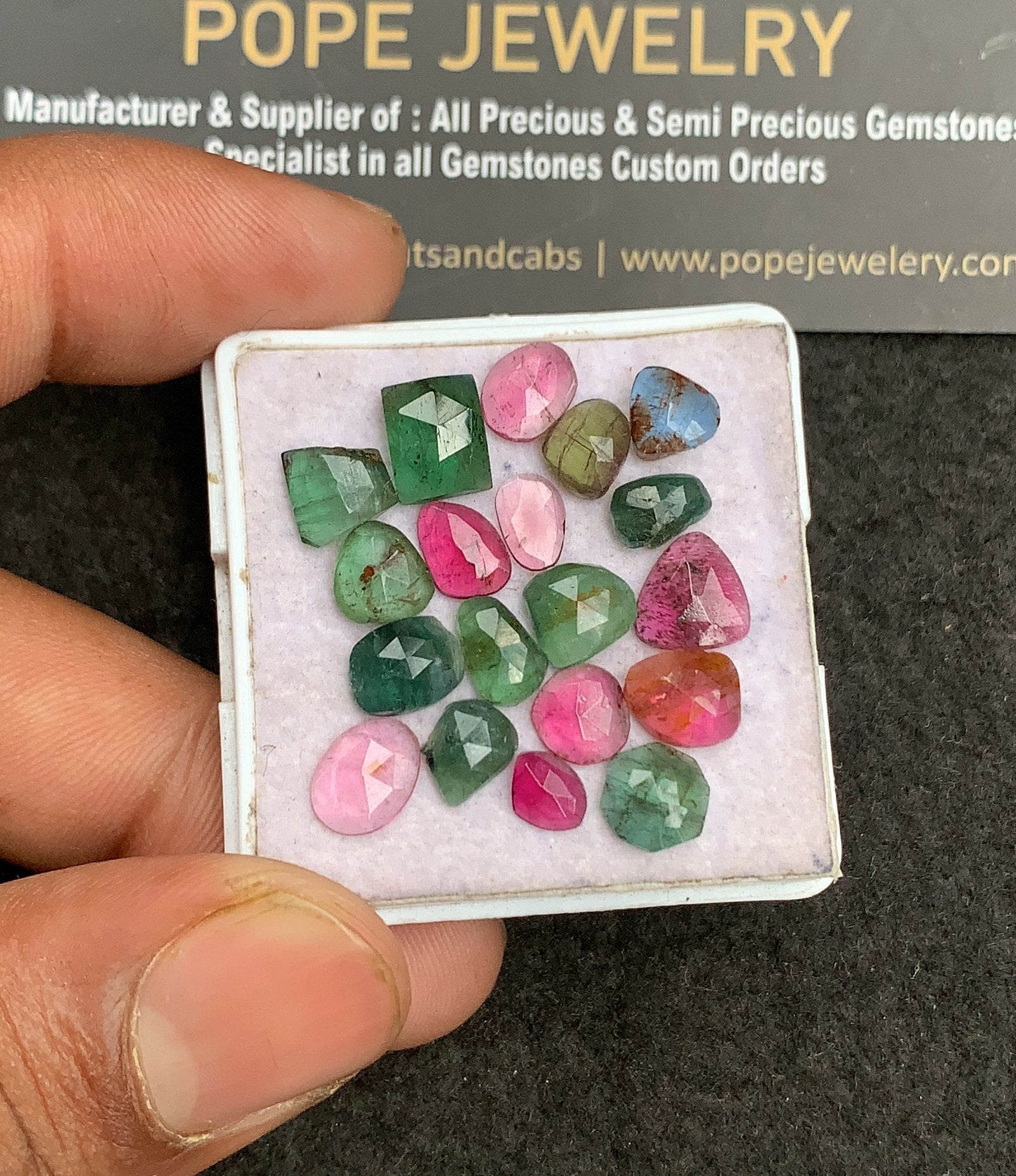 Natural Tourmaline Gemstone Rose Cut Mix Shape Cabochon High Quality Loose Gemstones For Jewelry Making 6-8 MM Size 19 Pcs V3399