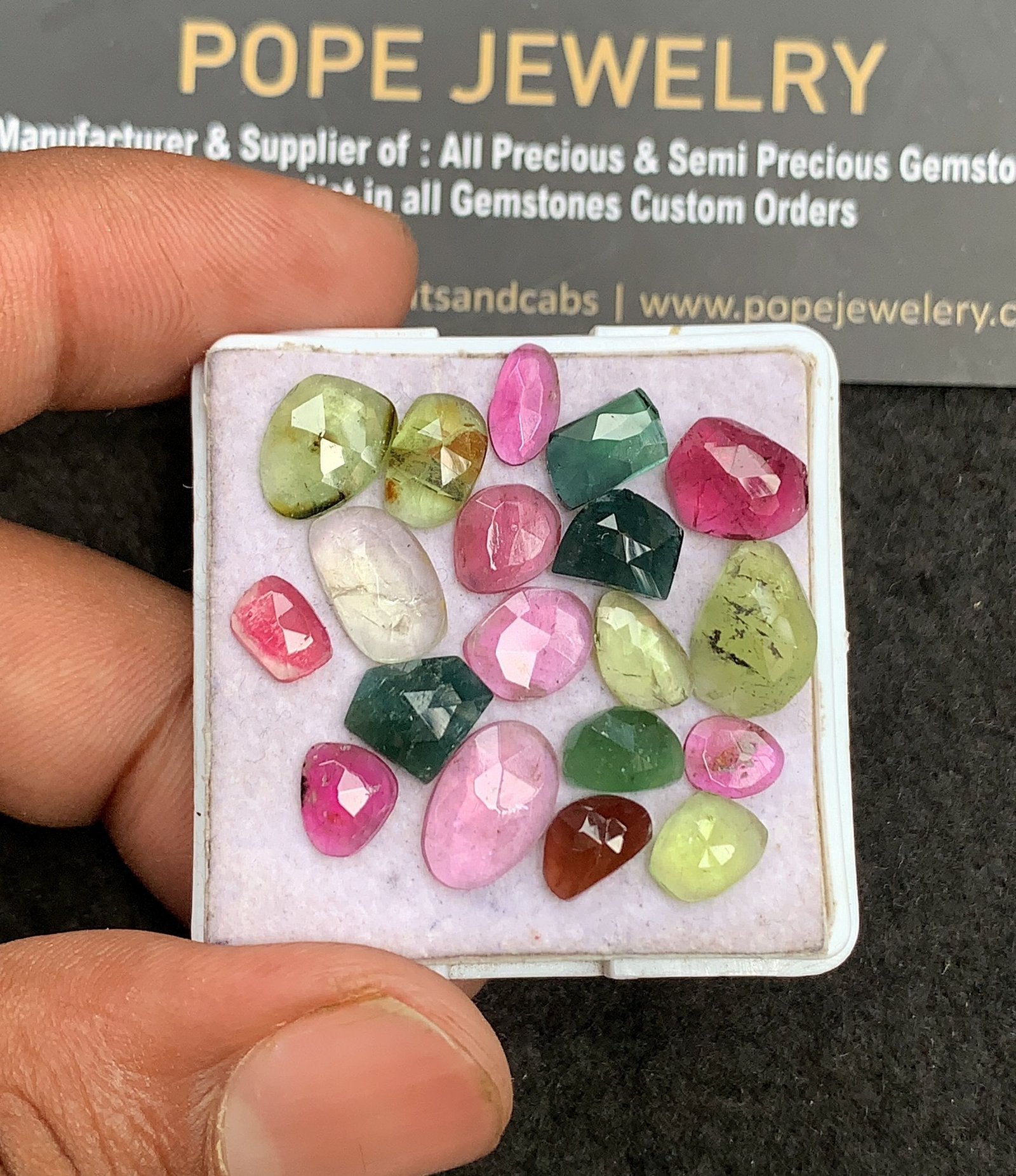 Natural Tourmaline Gemstone Rose Cut Mix Shape Cabochon High Quality Loose Gemstones For Jewelry Making 6-11 MM Size 19 Pcs V3403