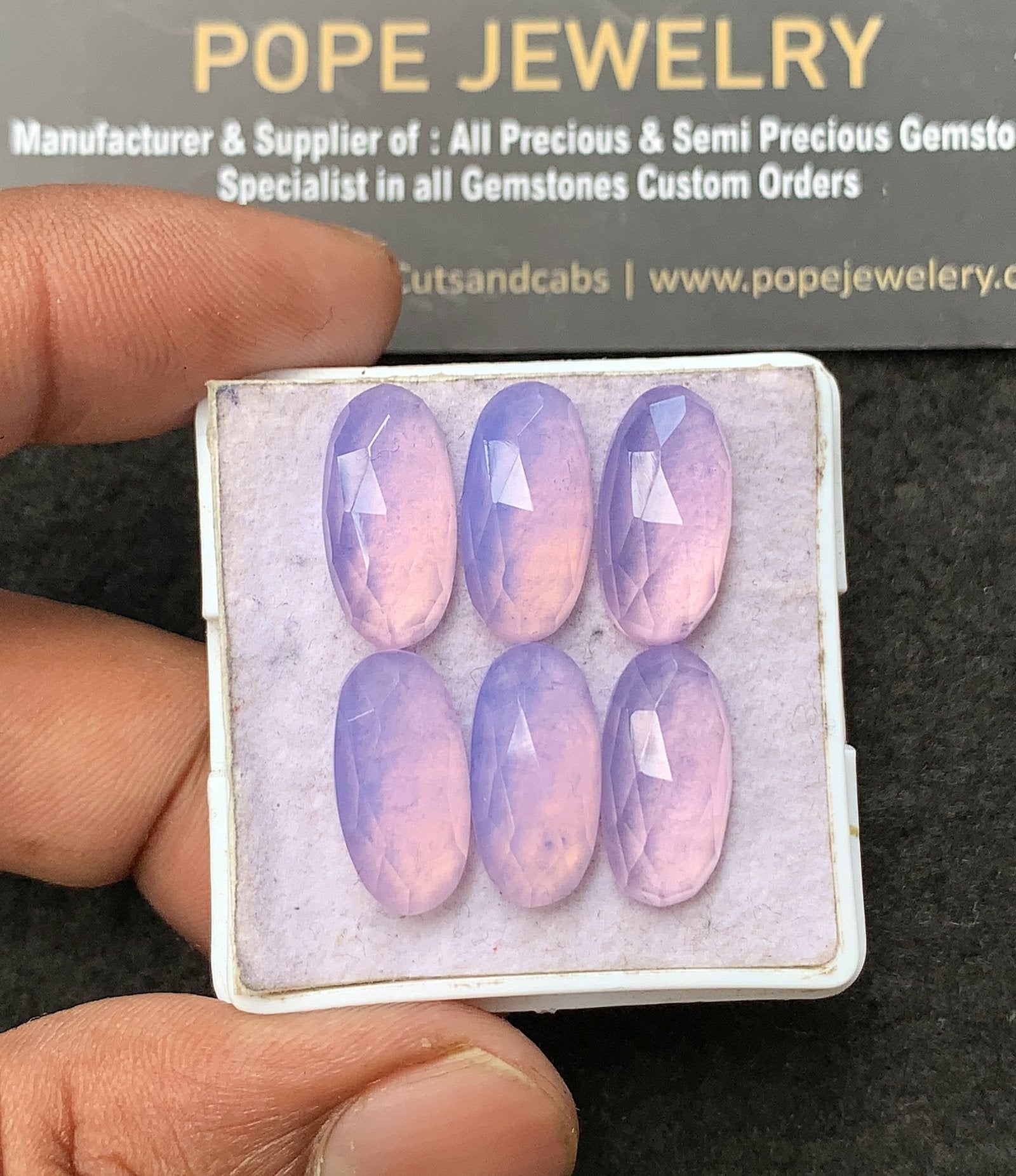Natural Lavender Quartz Gemstone Rose Cut Oval Shape Cabochon High Quality Loose Gemstones For Jewelry Making 16 MM Size 6 Pcs V3414