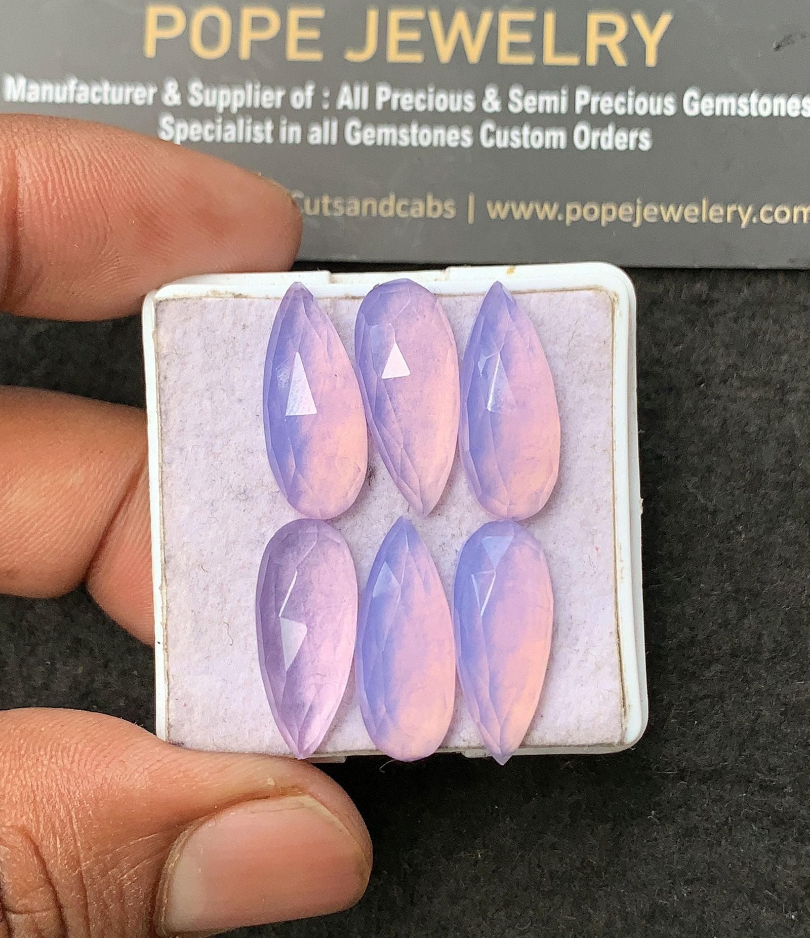 Natural Lavender Quartz Gemstone Rose Cut Pear Shape Cabochon High Quality Loose Gemstones For Jewelry Making 20x8 MM Size 6 Pcs V3415