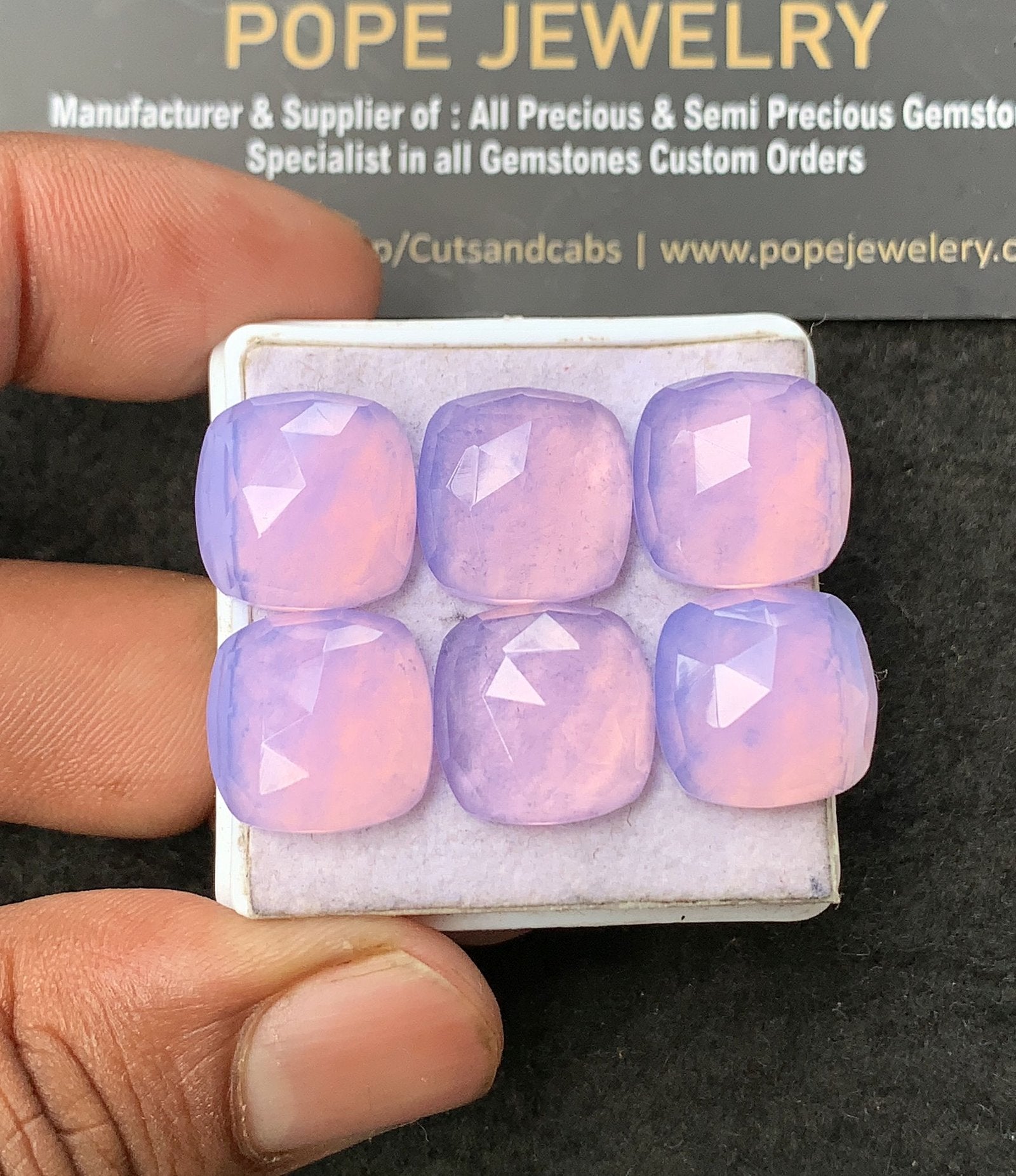 Natural Lavender Quartz Gemstone Rose Cut Cushion Shape Cabochon High Quality Loose Gemstones For Jewelry Making 14 MM Size 6 Pcs V3416