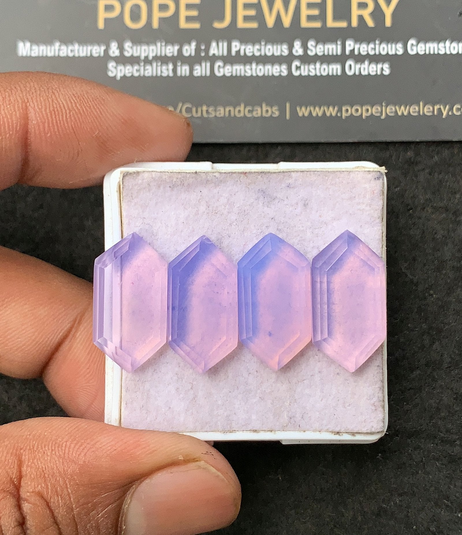 Natural Lavender Quartz Gemstone Step Cut Hexagon Shape Cabochon High Quality Loose Gemstones For Jewelry Making 20x10 MM Size 4 Pcs V3418