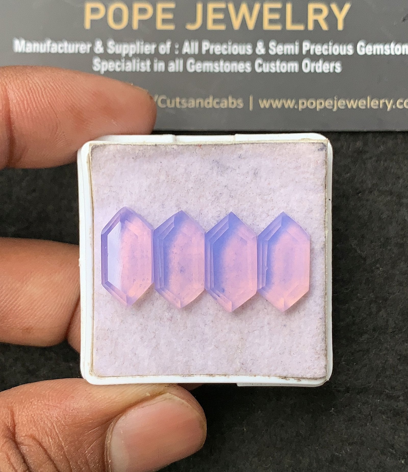 Natural Lavender Quartz Gemstone Step Cut Hexagon Shape Cabochon High Quality Loose Gemstones For Jewelry Making 16x8 MM Size 4 Pcs V3419