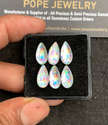 Natural Rainbow Quartz Gemstone Rose Cut Pear Shape Cabochon High Quality Loose Gemstones For Jewelry Making 14x5 MM Size 6 Pcs V3428