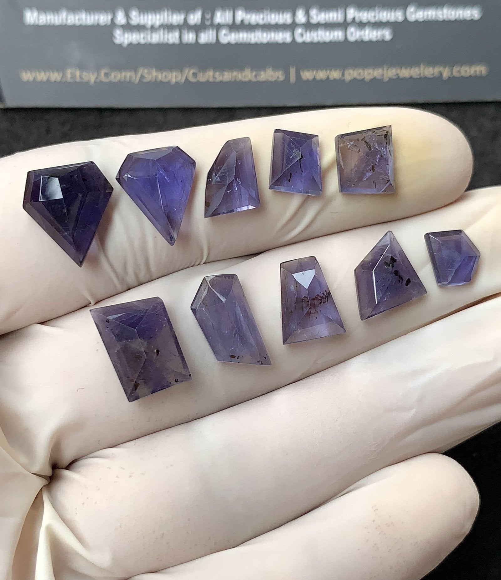 Natural Iolite Gemstone Step Cut Mix Shape Cabochon High Quality Loose Gemstones For Jewelry Making 7-12 MM Size 10 Pcs SM24565