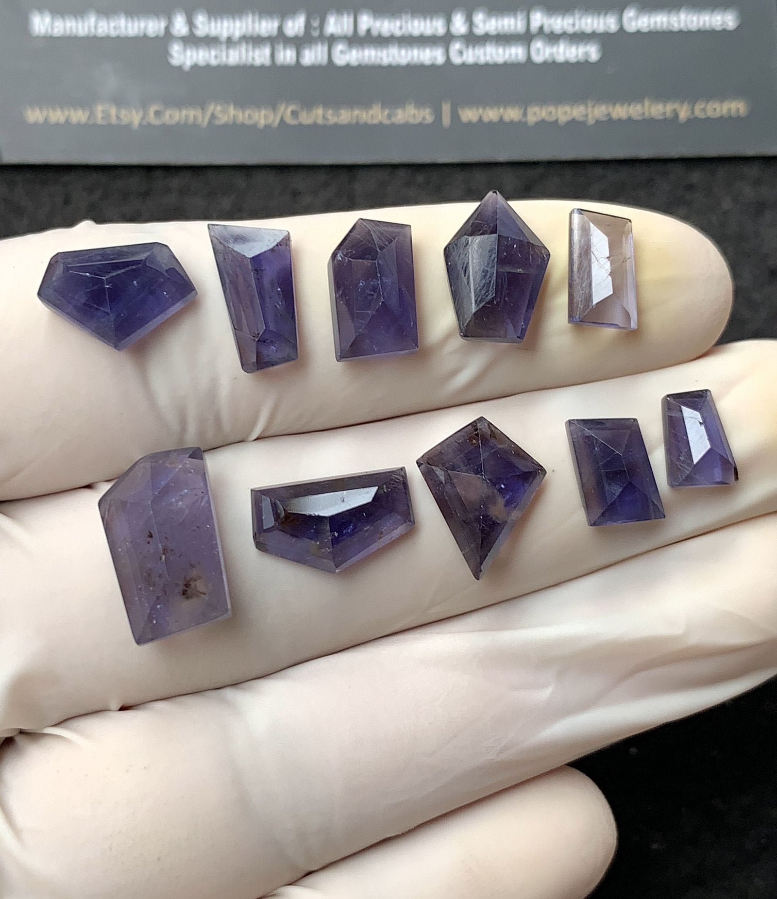 Natural Iolite Gemstone Step Cut Mix Shape Cabochon High Quality Loose Gemstones For Jewelry Making 8-14 MM Size 10 Pcs SM24566