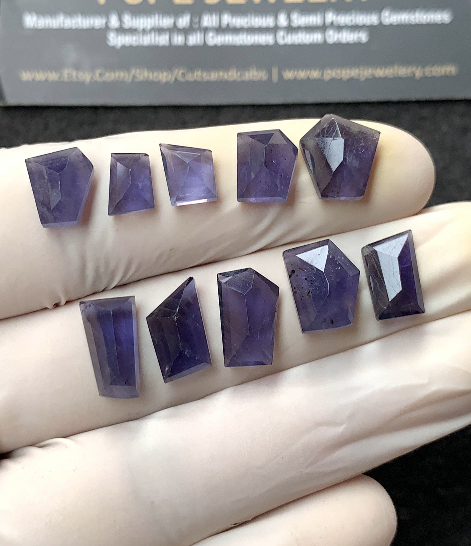 Natural Iolite Gemstone Step Cut Mix Shape Cabochon High Quality Loose Gemstones For Jewelry Making 8-13 MM Size 10 Pcs SM24567