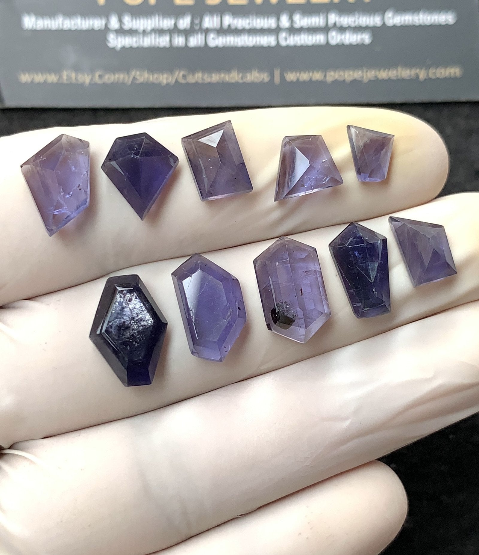 Natural Iolite Gemstone Step Cut Mix Shape Cabochon High Quality Loose Gemstones For Jewelry Making 7-14 MM Size 10 Pcs SM24568