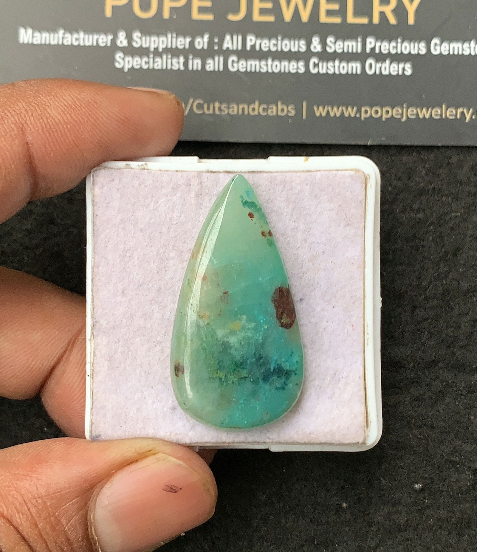 Natural Chrysocolla Gemstone Smooth Pear Shape Cabochon High Quality Loose Gemstones For Jewelry Making 35x18x5 MM Size 1 Pcs V3436