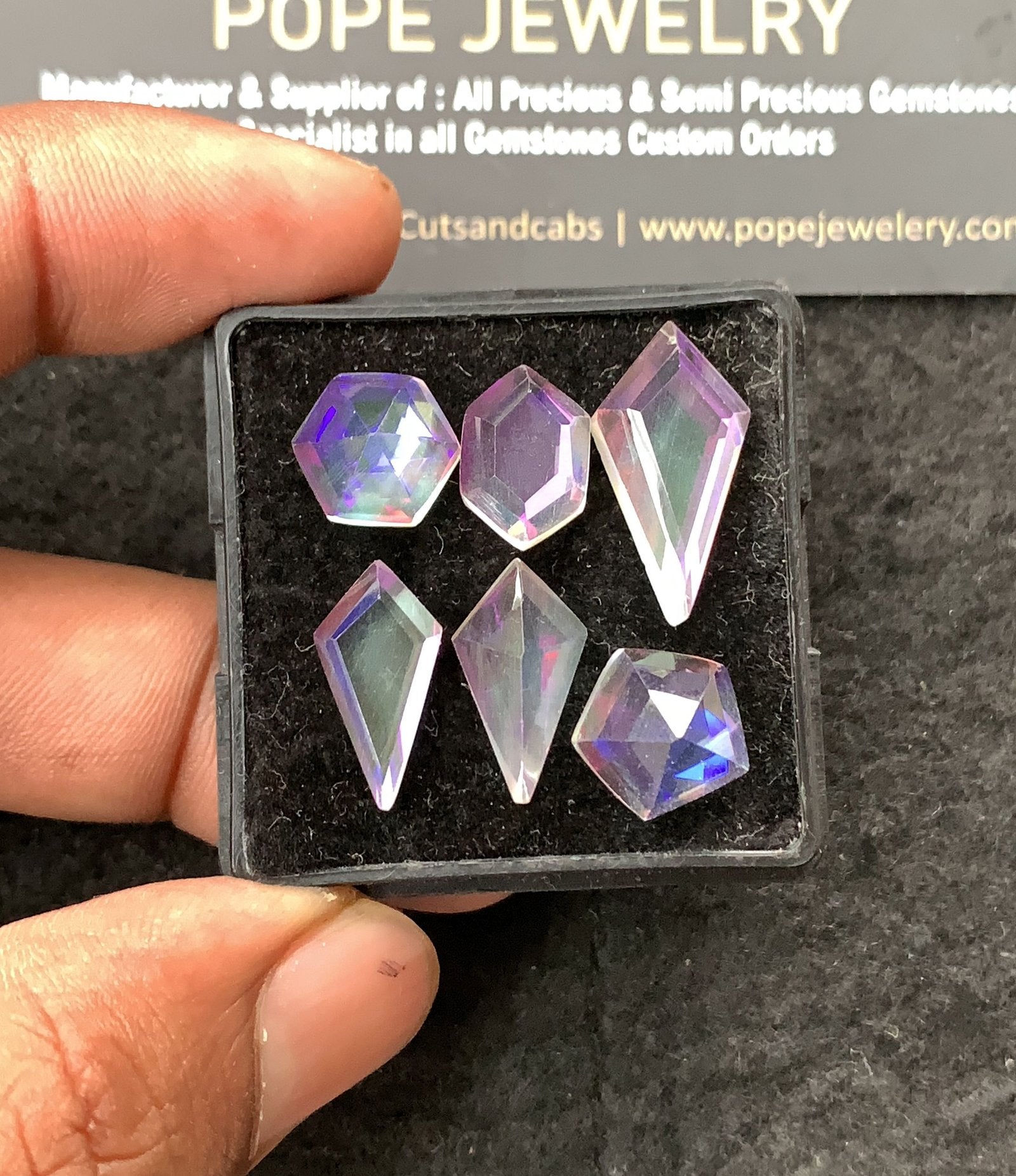 Natural Rainbow Quartz Gemstone Step Cut Mix Shape Cabochon High Quality Loose Gemstones For Jewelry Making 11-20 MM Size 6 Pcs V3440