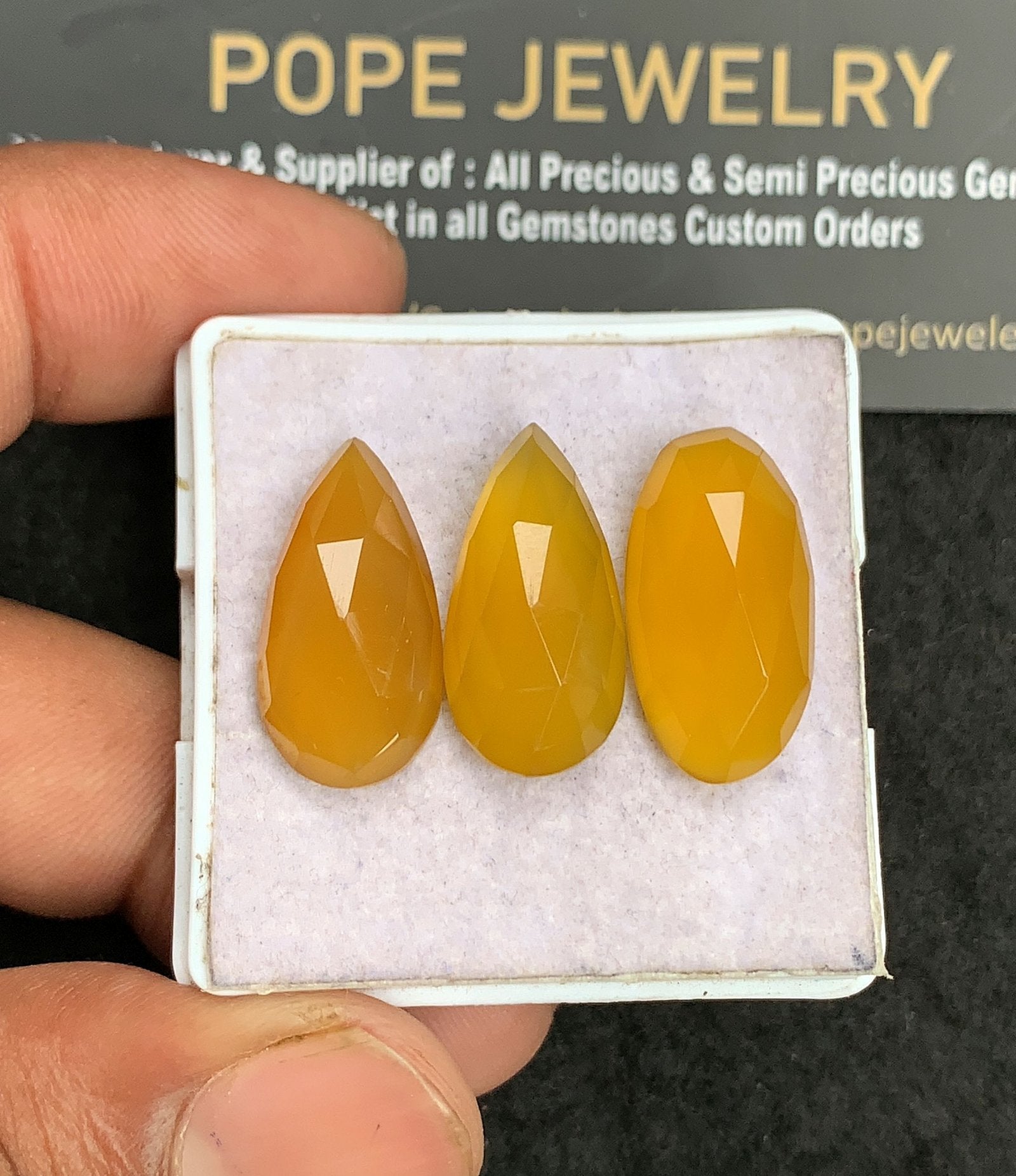 Natural Yellow Chalcedony Gemstone Rose Cut Mix Shape Cabochon High Quality Loose Gemstones For Jewelry Making 20 MM Size 3 Pcs V3442