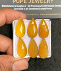 Natural Yellow Chalcedony Gemstone Rose Cut Pear Shape Cabochon High Quality Loose Gemstones For Jewelry Making 21x10 MM Size 6 Pcs V3444