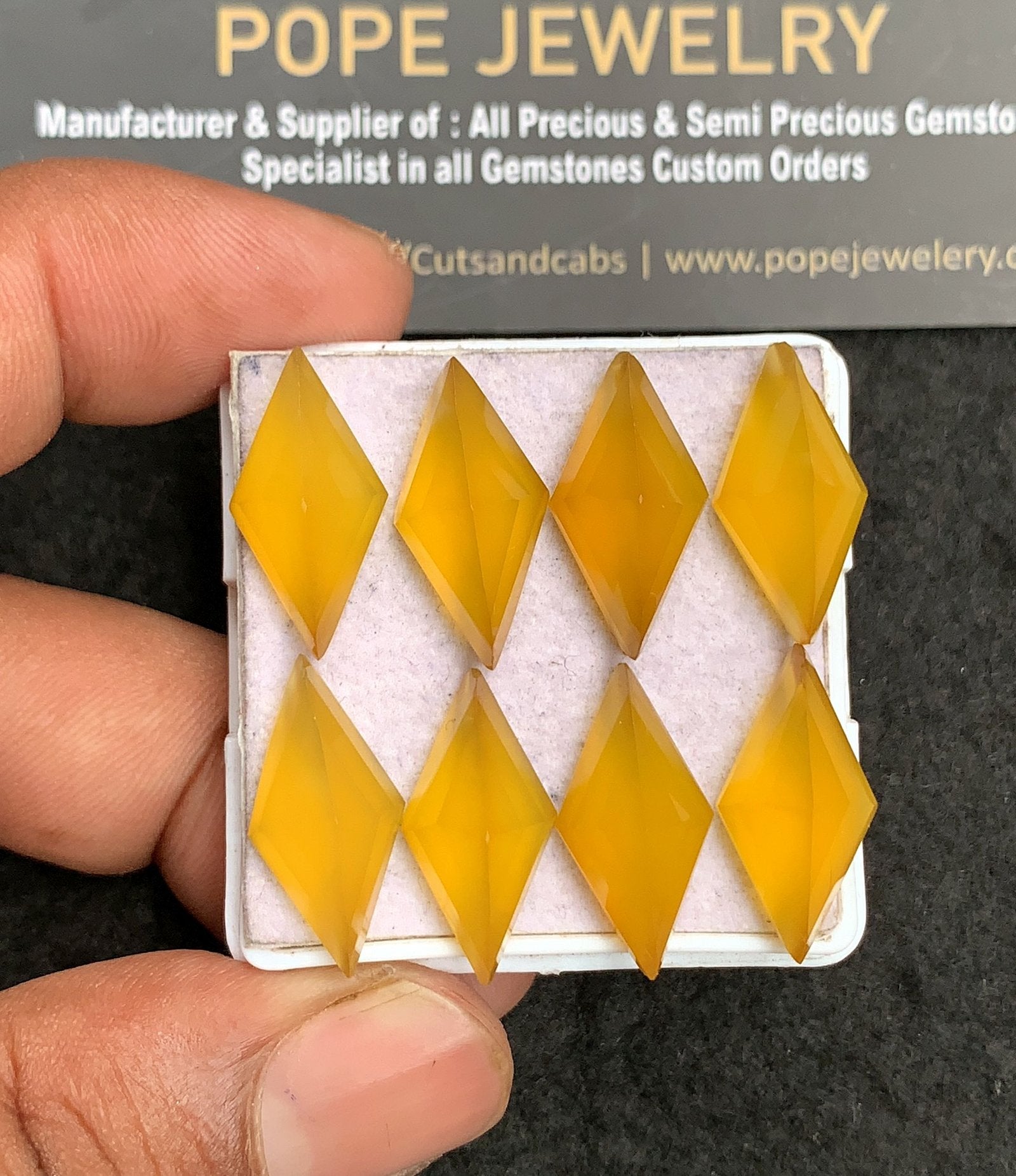 Natural Yellow Chalcedony Gemstone Step Cut Fancy Shape Cabochon High Quality Loose Gemstones For Jewelry Making 19-20 MM Size 8 Pcs V3447
