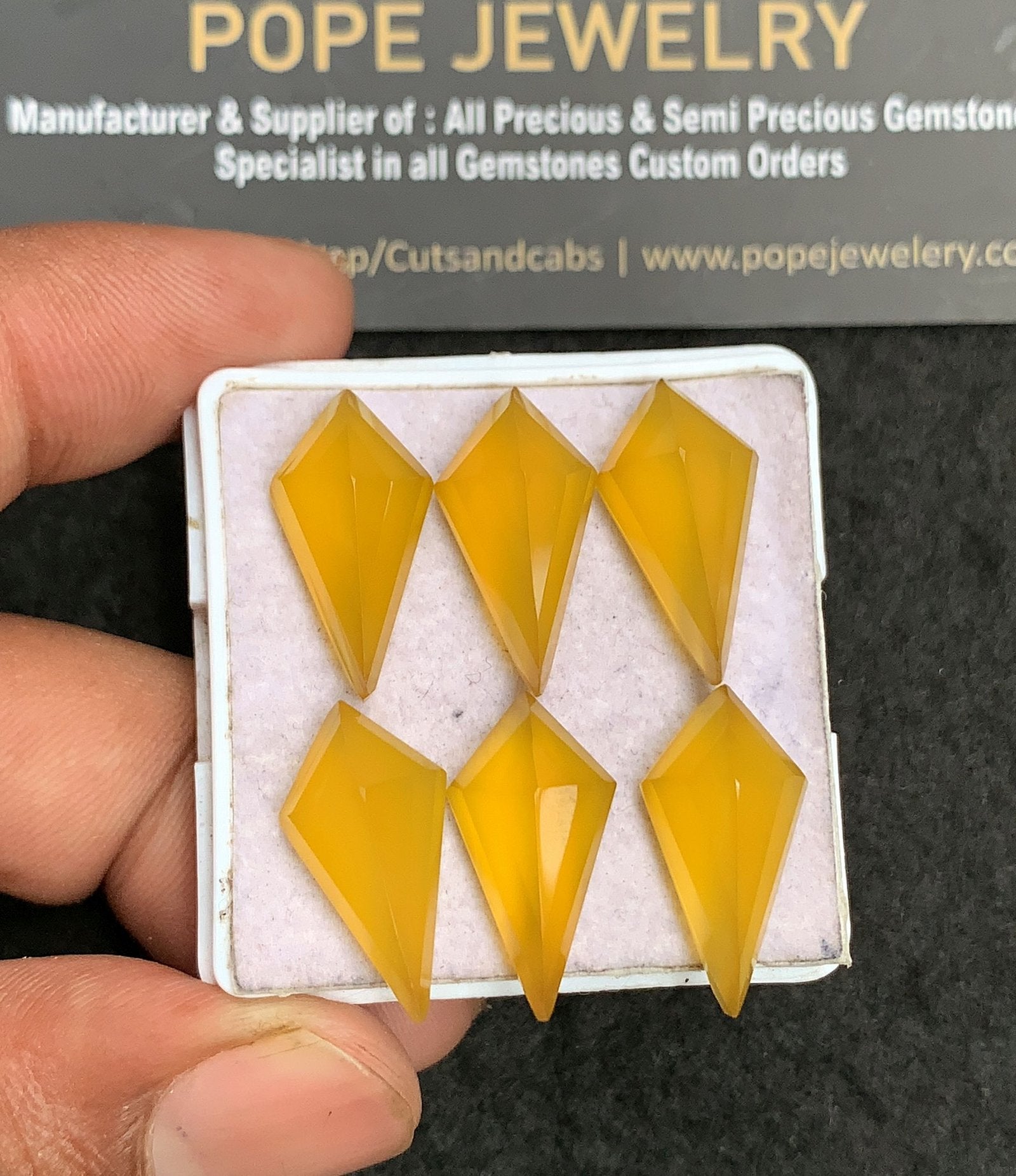 Natural Yellow Chalcedony Gemstone Step Cut Fancy Shape Cabochon High Quality Loose Gemstones For Jewelry Making 20x10 MM Size 6 Pcs V3450