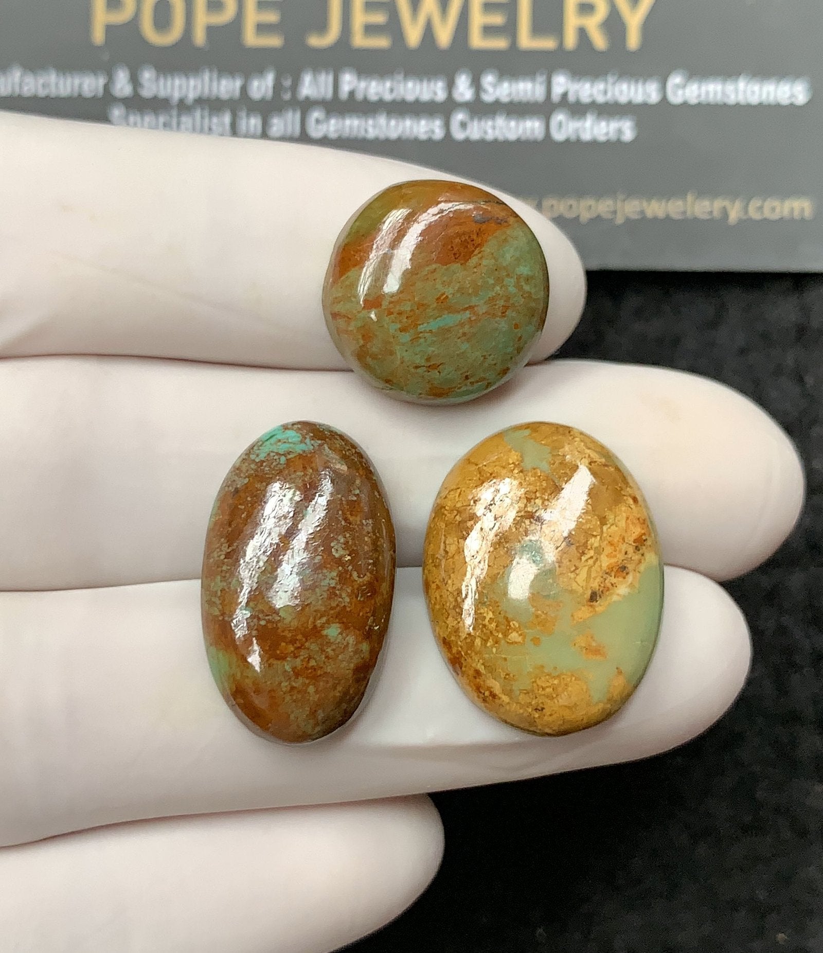 Natural American Turquoise Gemstone Smooth Mix Cabochon High Quality Loose Gemstones For Jewelry Making 16-22 MM Size 3 Pcs SM24570