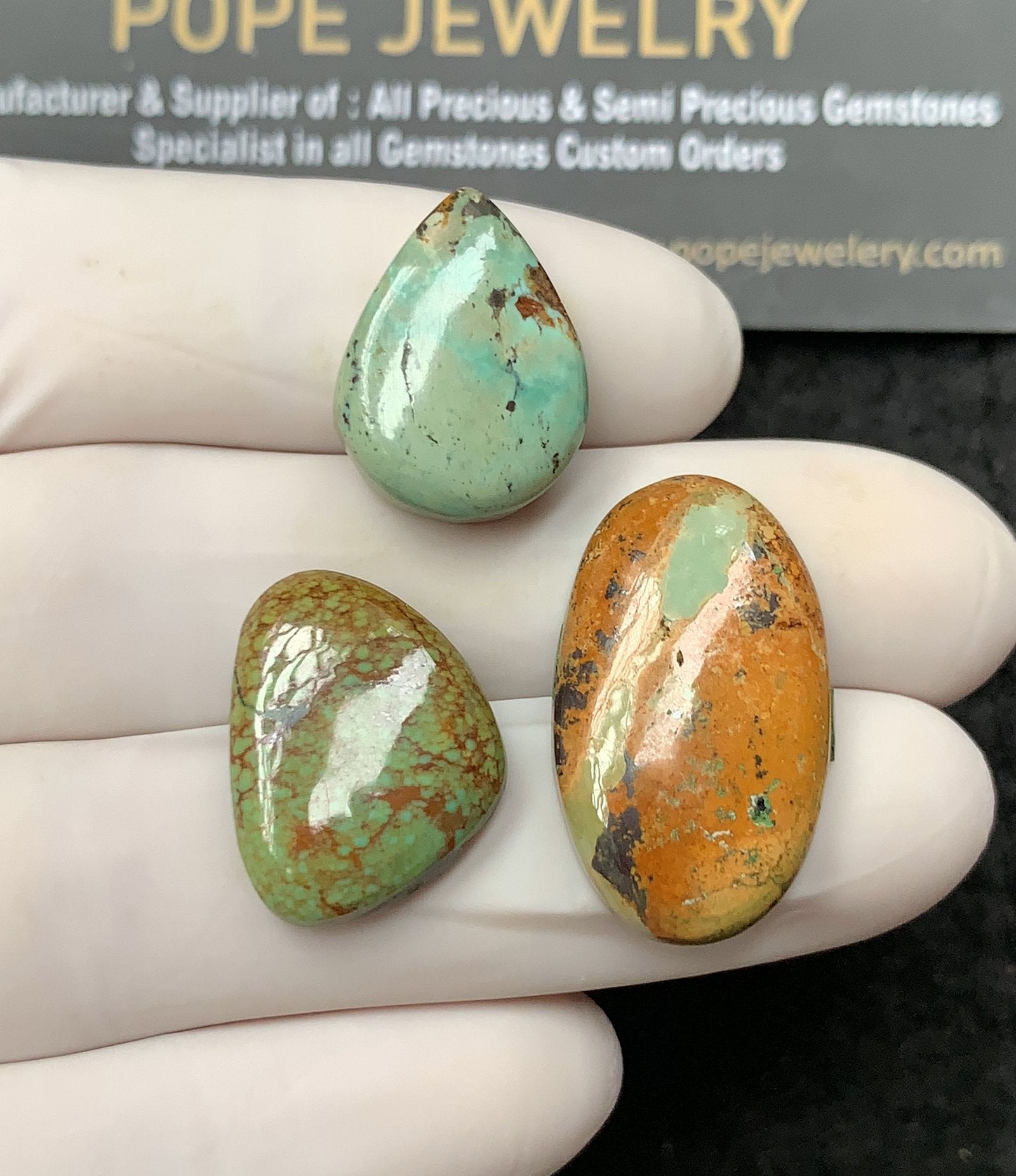 Natural American Turquoise Gemstone Smooth Mix Cabochon High Quality Loose Gemstones For Jewelry Making 18-25 MM Size 3 Pcs SM24571