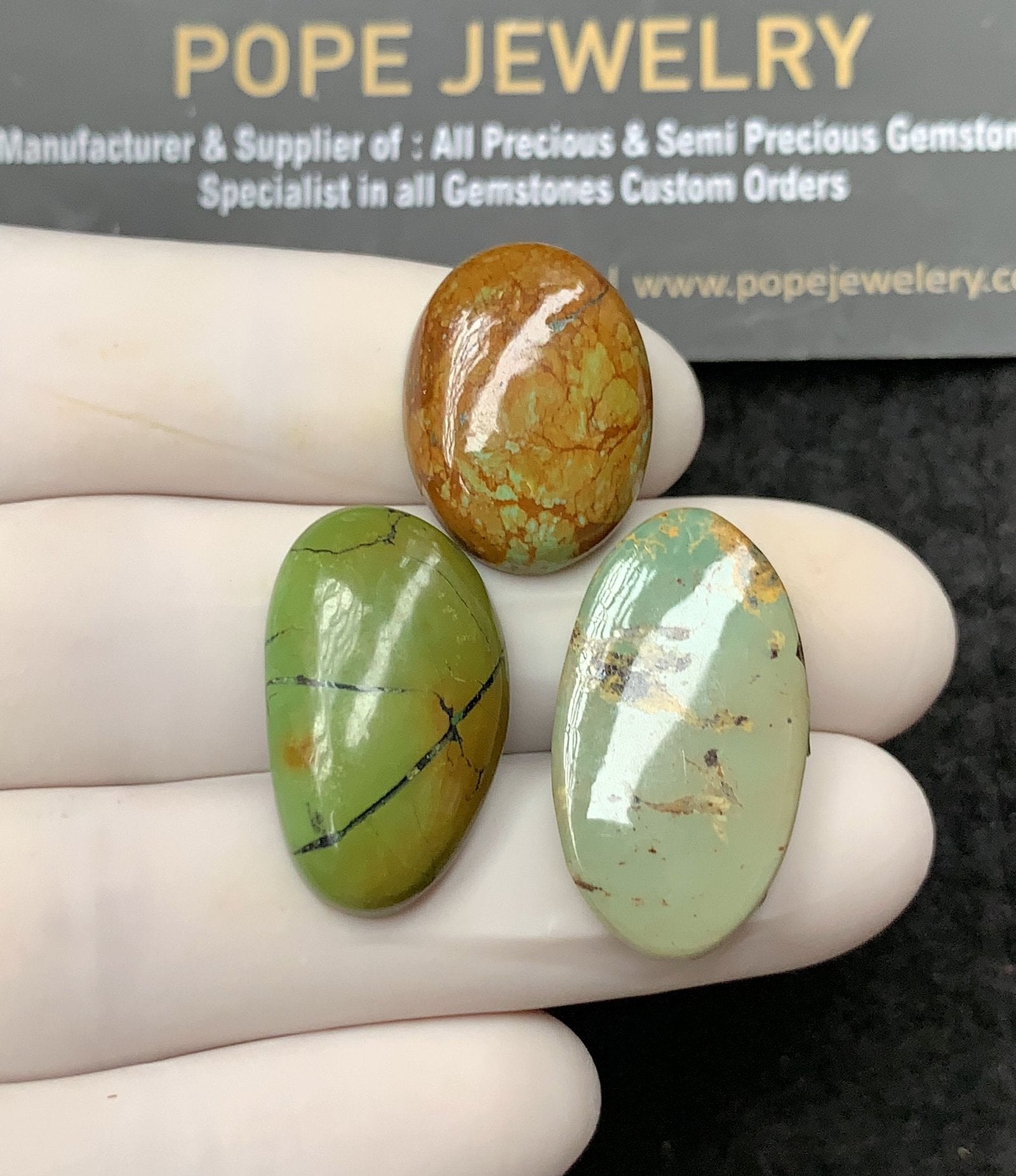 Natural American Turquoise Gemstone Smooth Mix Cabochon High Quality Loose Gemstones For Jewelry Making 20-26 MM Size 3 Pcs SM24575