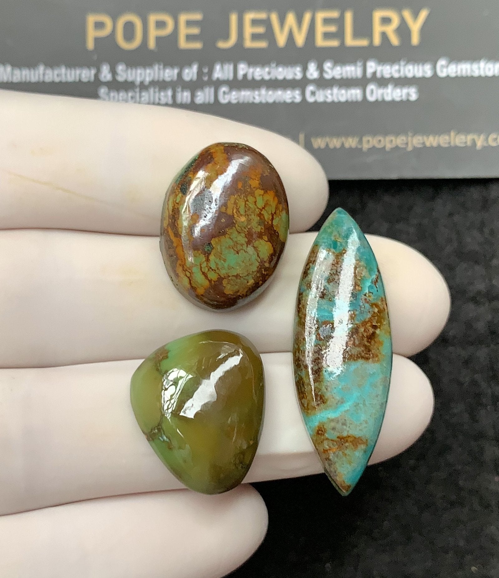 Natural American Turquoise Gemstone Smooth Mix Cabochon High Quality Loose Gemstones For Jewelry Making 19-34 MM Size 3 Pcs SM24576